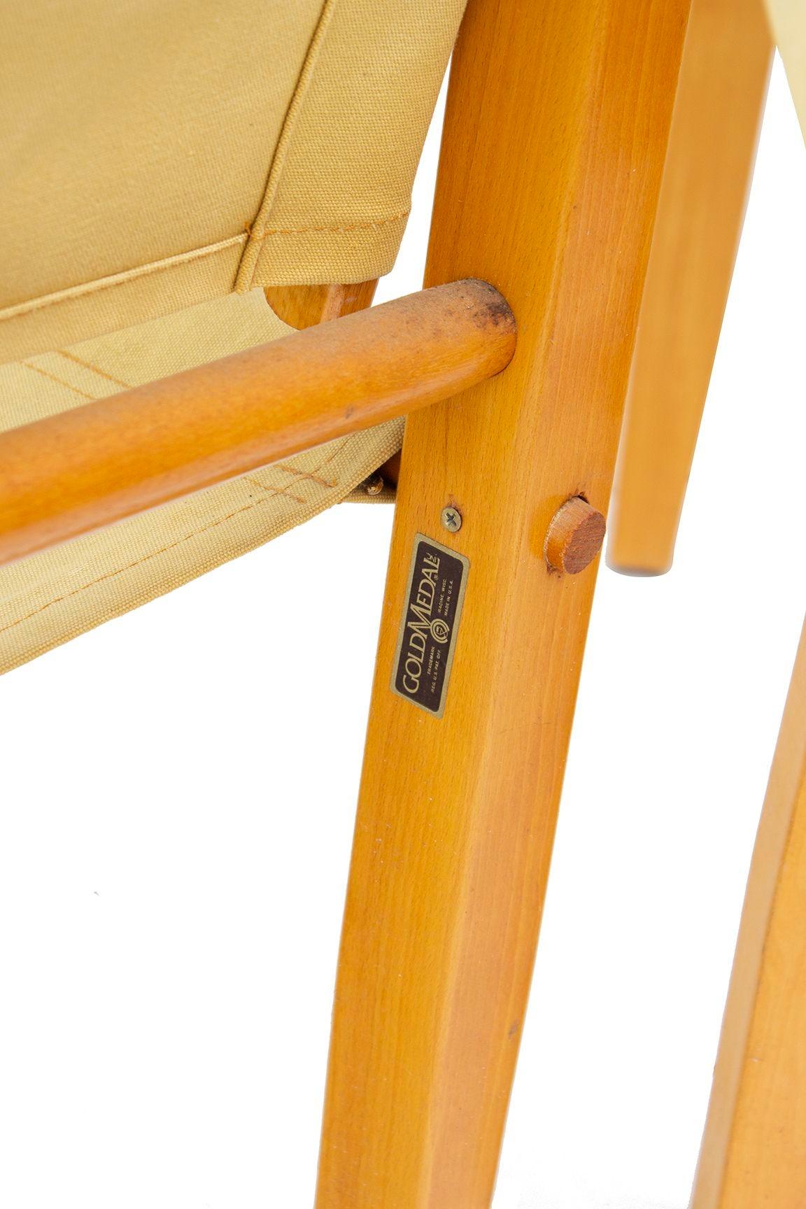 Mid-Century Modern Safari Chairs in Ochre Canvas by Gold Medal 2