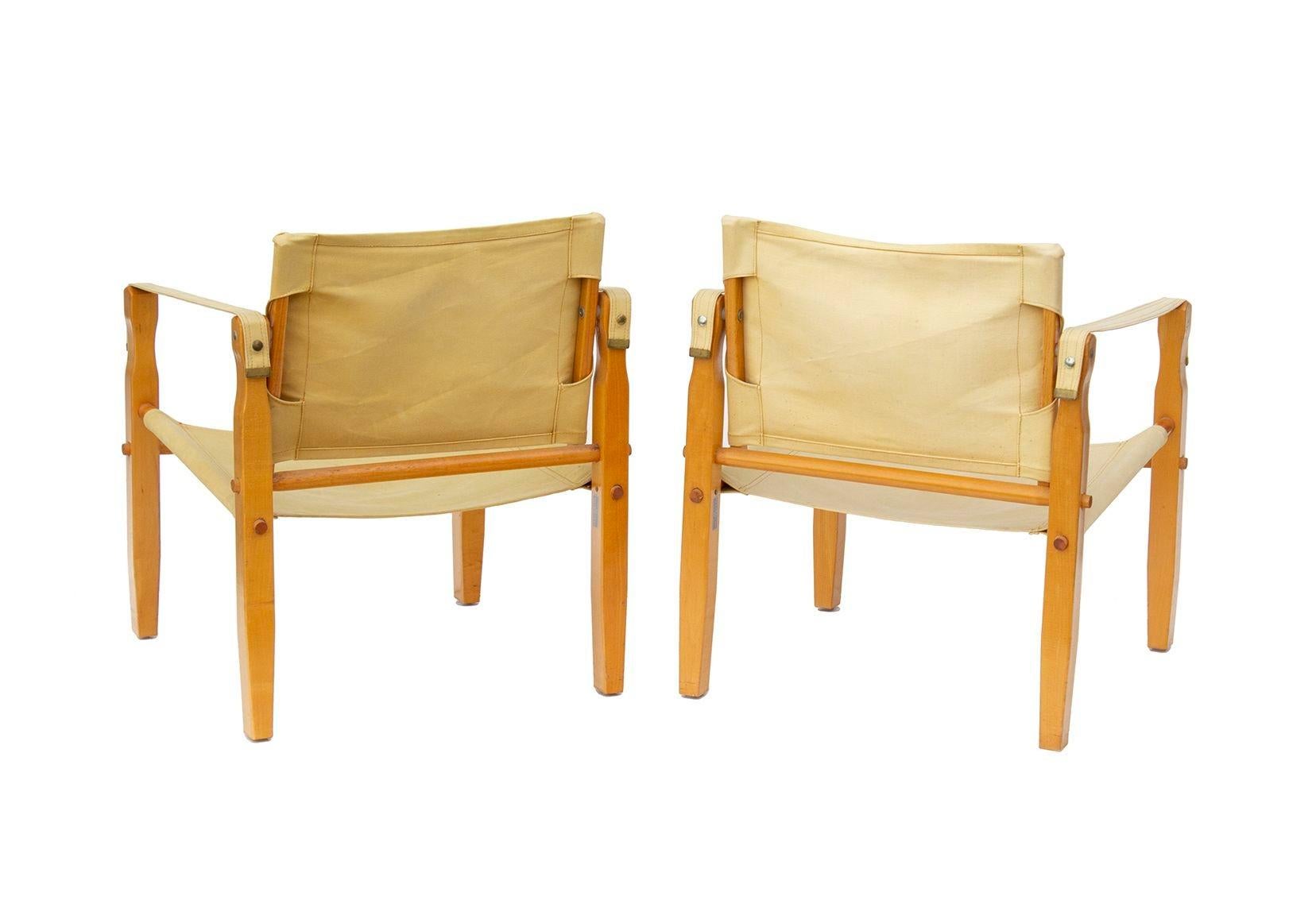 Mid-Century Modern Safari Chairs in Ochre Canvas by Gold Medal 3