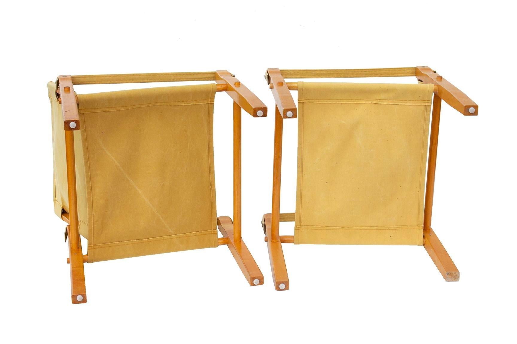 Mid-Century Modern Safari Chairs in Ochre Canvas by Gold Medal 4