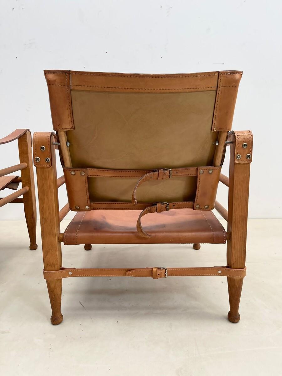 Mid-Century Modern Safari Cognac Leather Chairs, Italy, 1960s 8