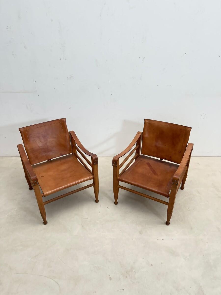Mid-Century Modern Safari Cognac Leather Chairs, Italy, 1960s 10