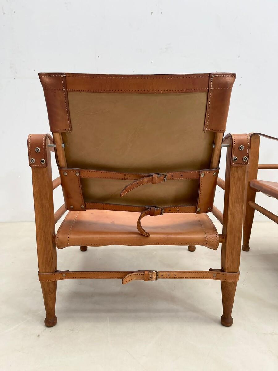 Mid-Century Modern Safari Cognac Leather Chairs, Italy, 1960s 11