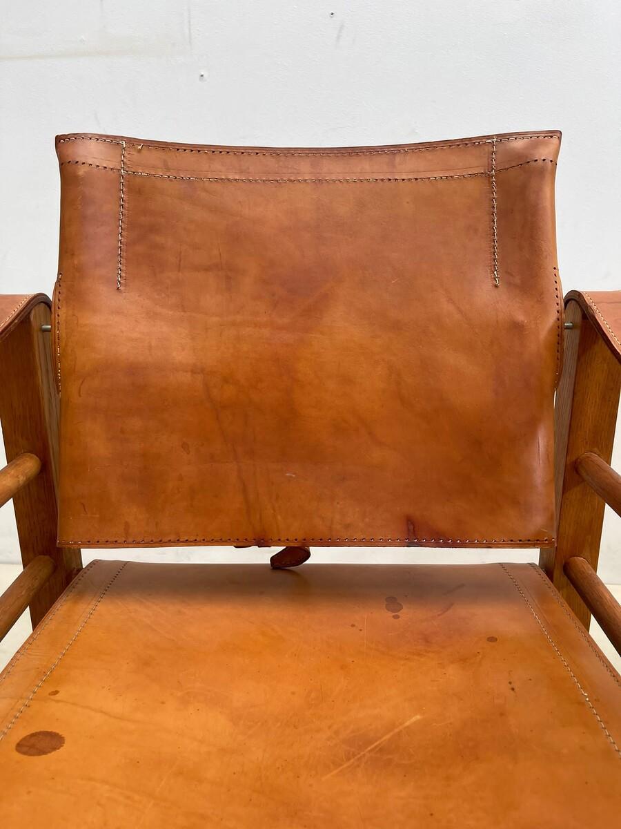 Mid-Century Modern safari cognac leather chairs, Italy, 1960s.