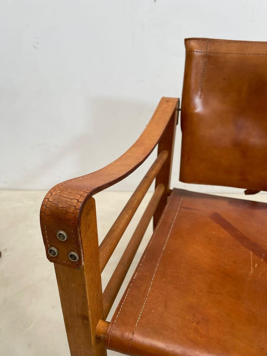 Mid-Century Modern Safari Cognac Leather Chairs, Italy, 1960s 3