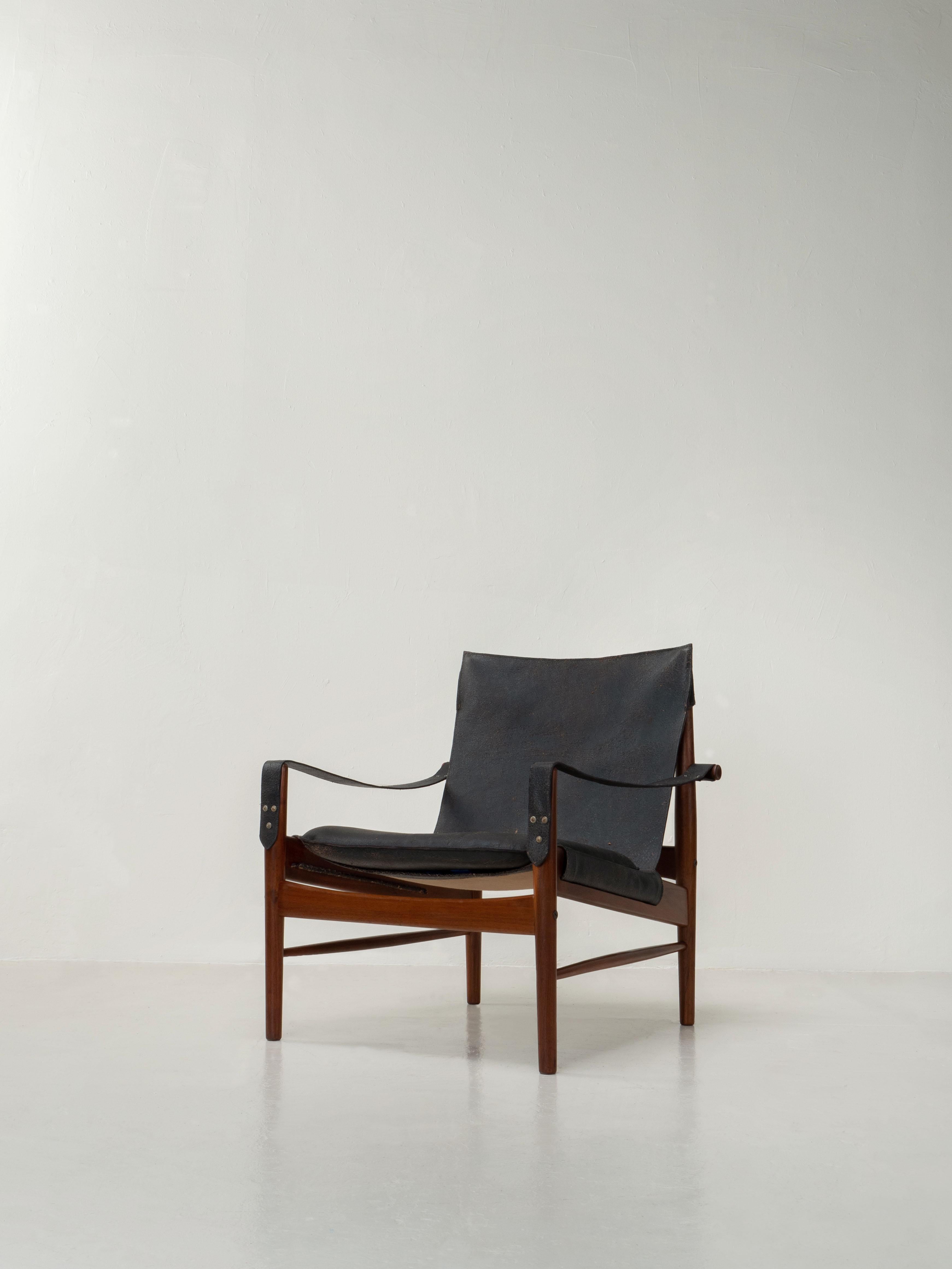 20th Century Mid-Century Modern Safari Sling Chairs in Walnut by Hans Olsen, Sweden, 1960's