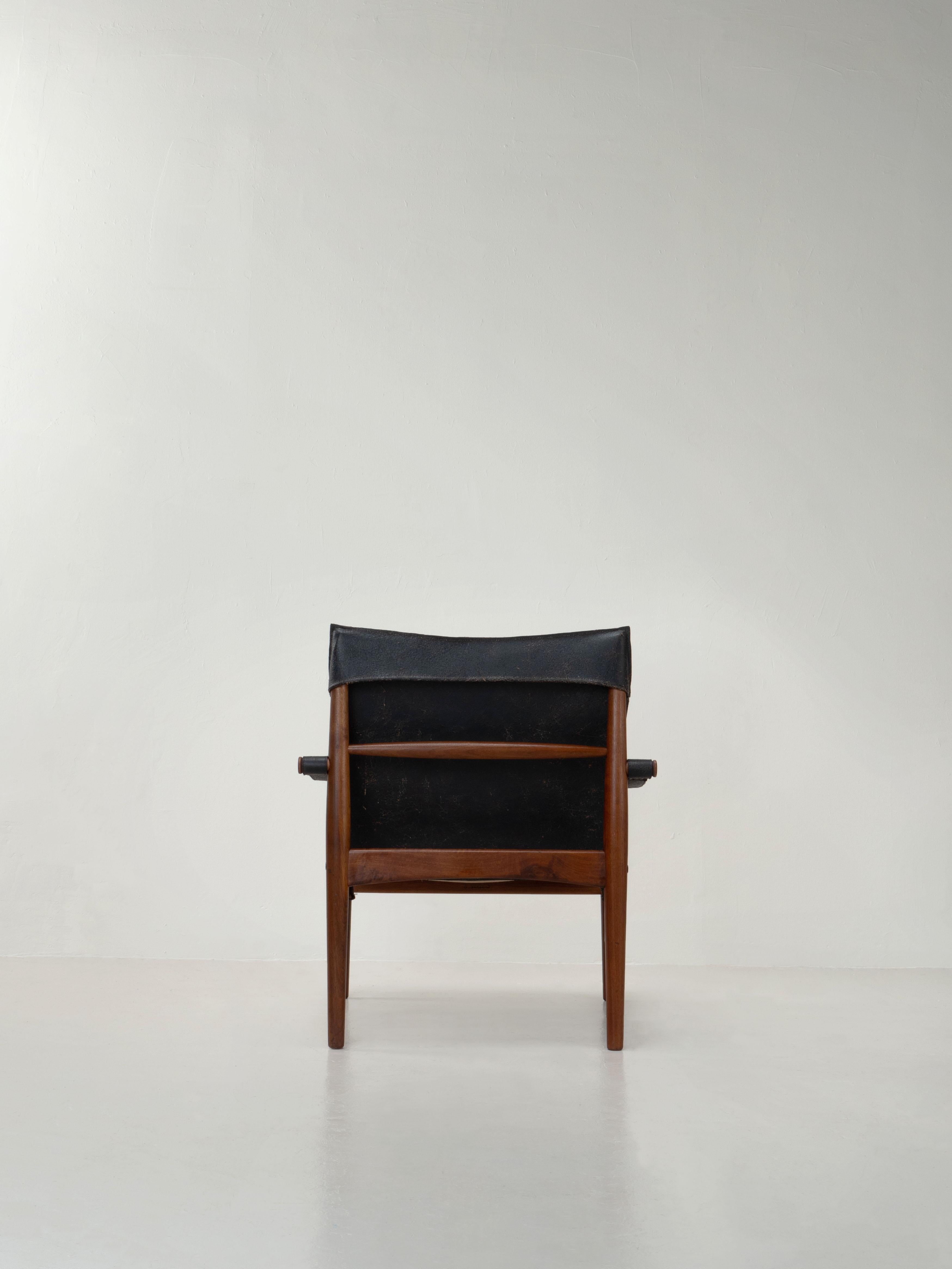 Mid-Century Modern Safari Sling Chairs in Walnut by Hans Olsen, Sweden, 1960's 1