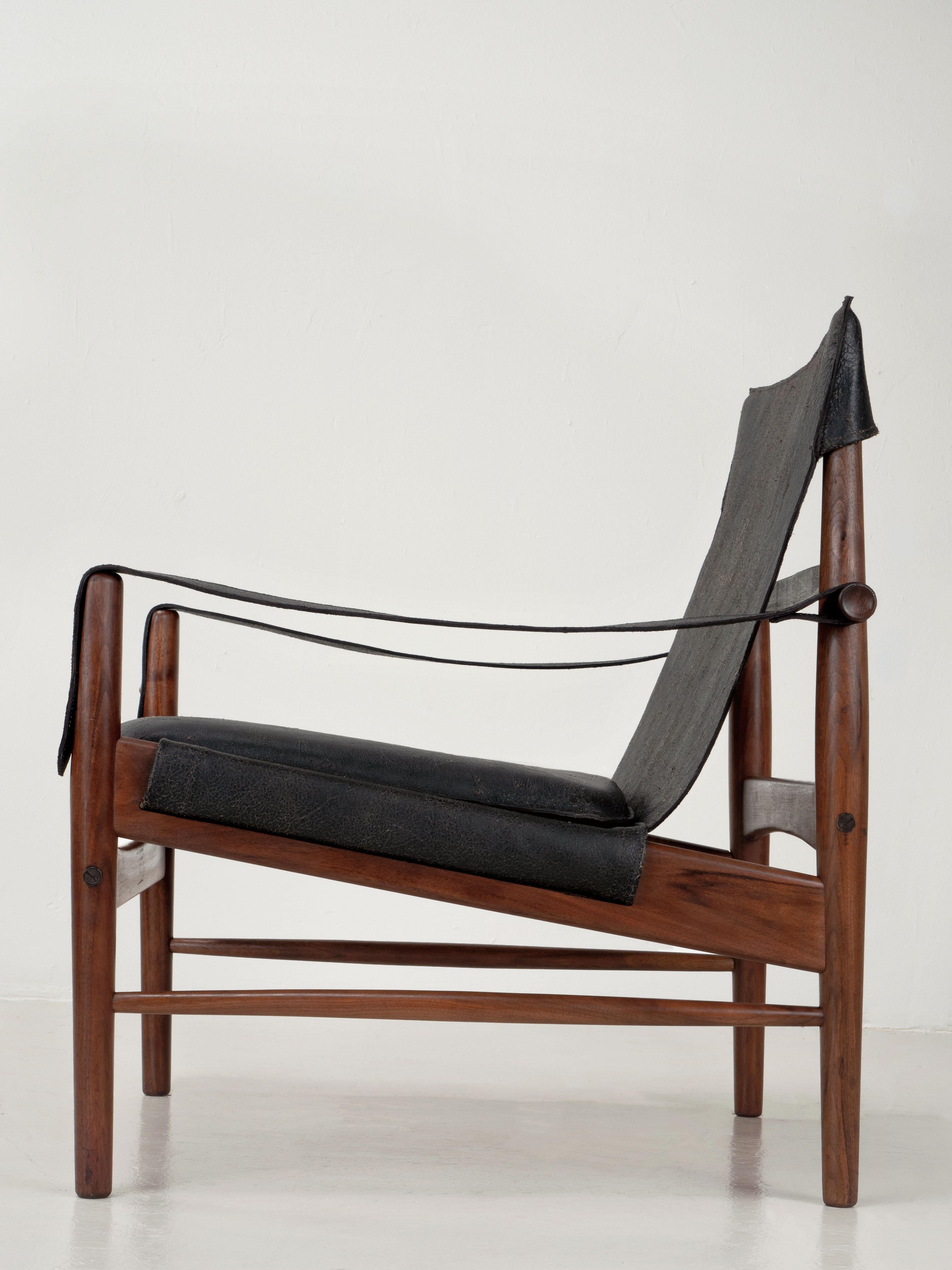 Mid-Century Modern Safari Sling Chairs in Walnut by Hans Olsen, Sweden, 1960's 2