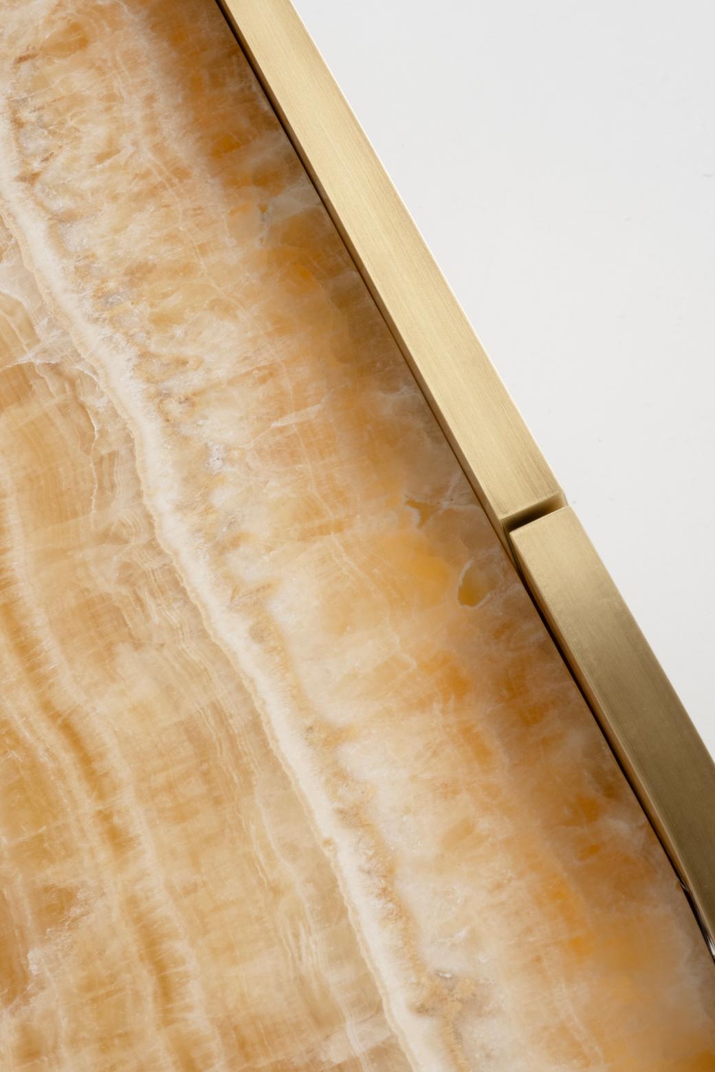 Sahara TV Cabinet, Brass, Miel Onyx, Handmade by Greenapple For Sale 7