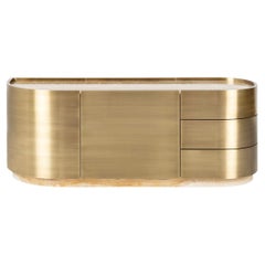 Sahara-Tischschrank, Messing, Miel Onyx, handgefertigt von Greenapple