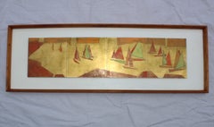 Mid-Century Modern Sailboats Artwork on Enamel