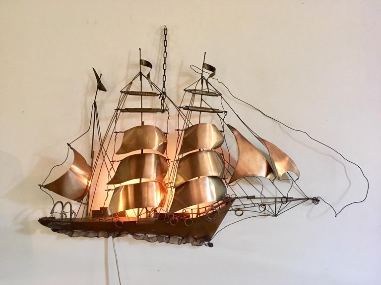 MidCentury Modern Sailing Boat Wall Light or Sculpture by Daniel d
