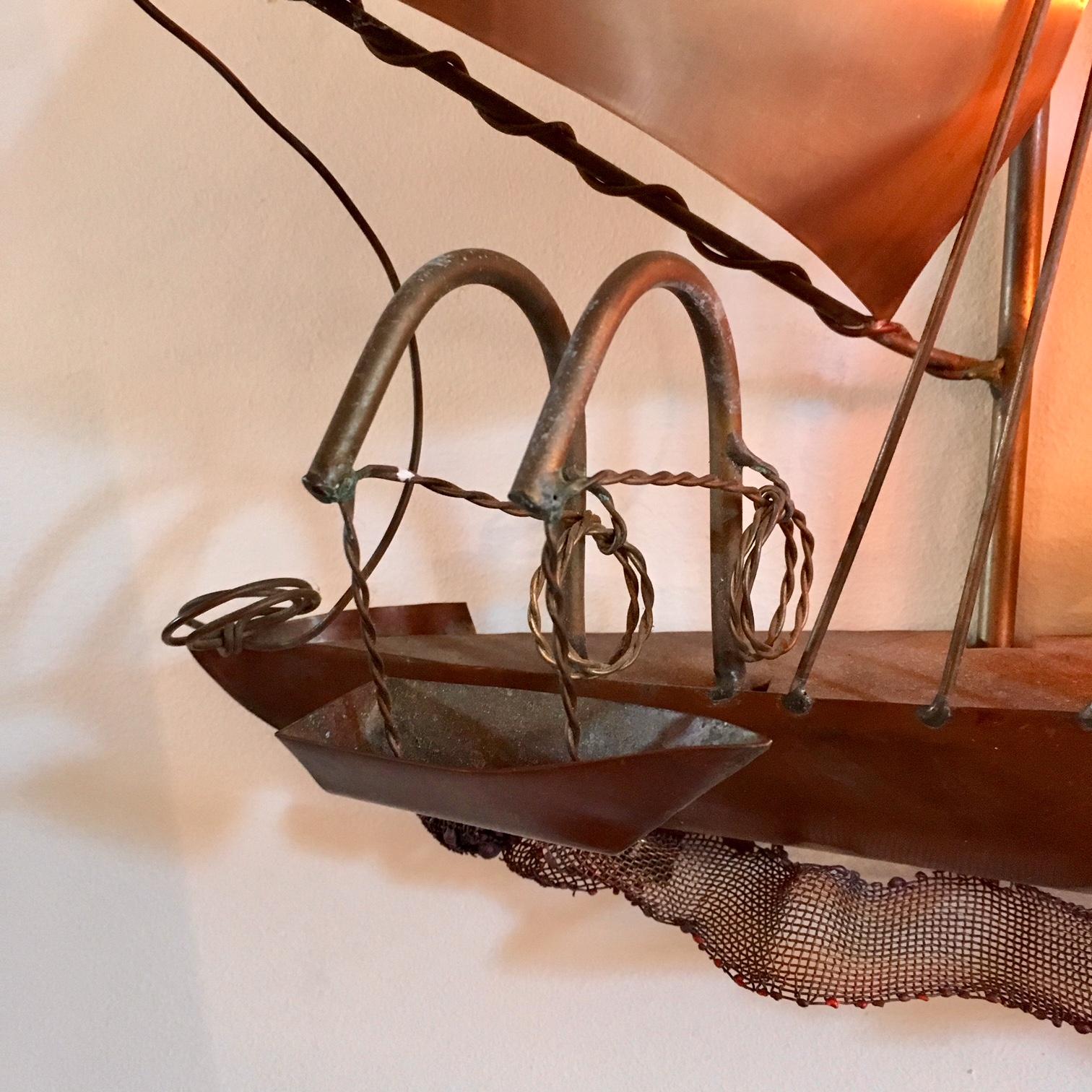 Belgian Mid-Century Modern Sailing Boat Wall Light or Sculpture by Daniel d'Haeseleer
