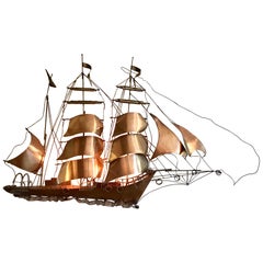 Moderne Segelboot-Wandleuchte oder Skulptur aus der Mitte des Jahrhunderts von Daniel d''Haeseleer