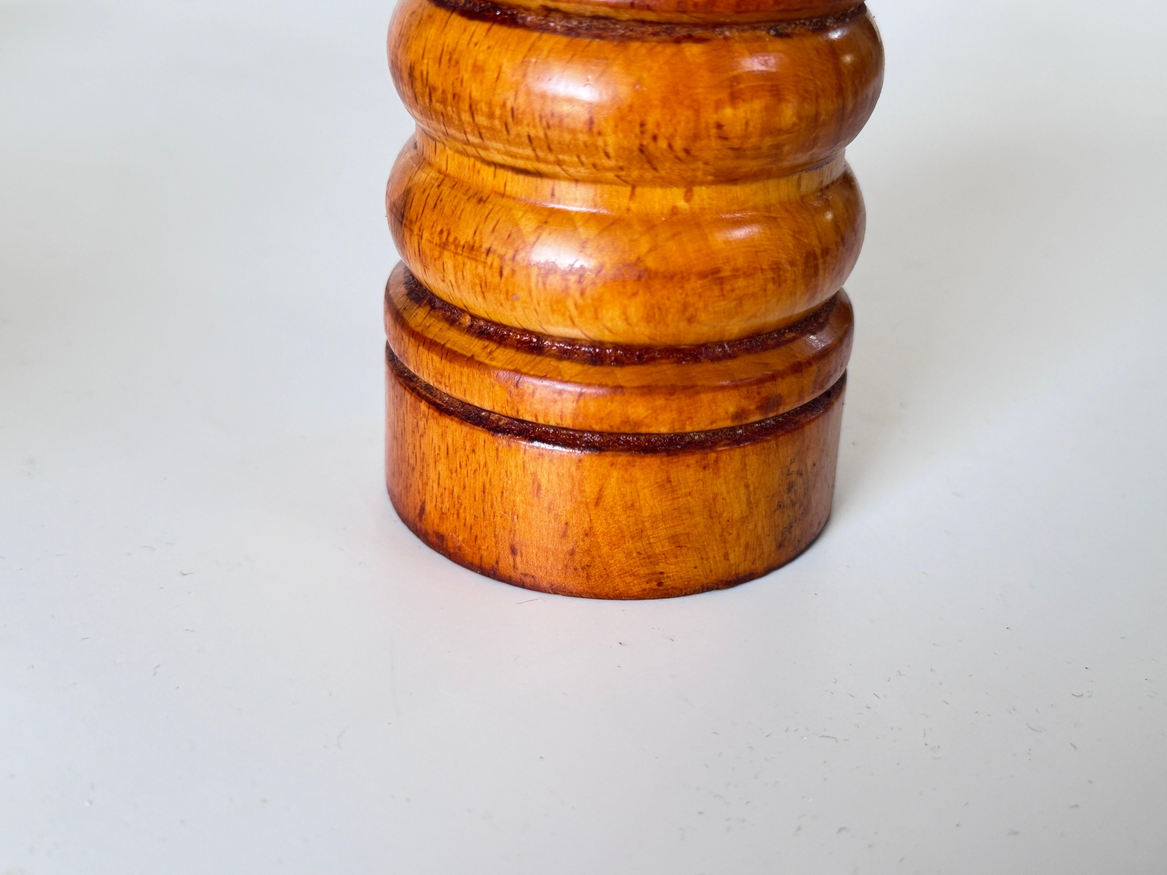 Wood Mid-Century Modern Salt and Pepper Shaker France Brown Color For Sale