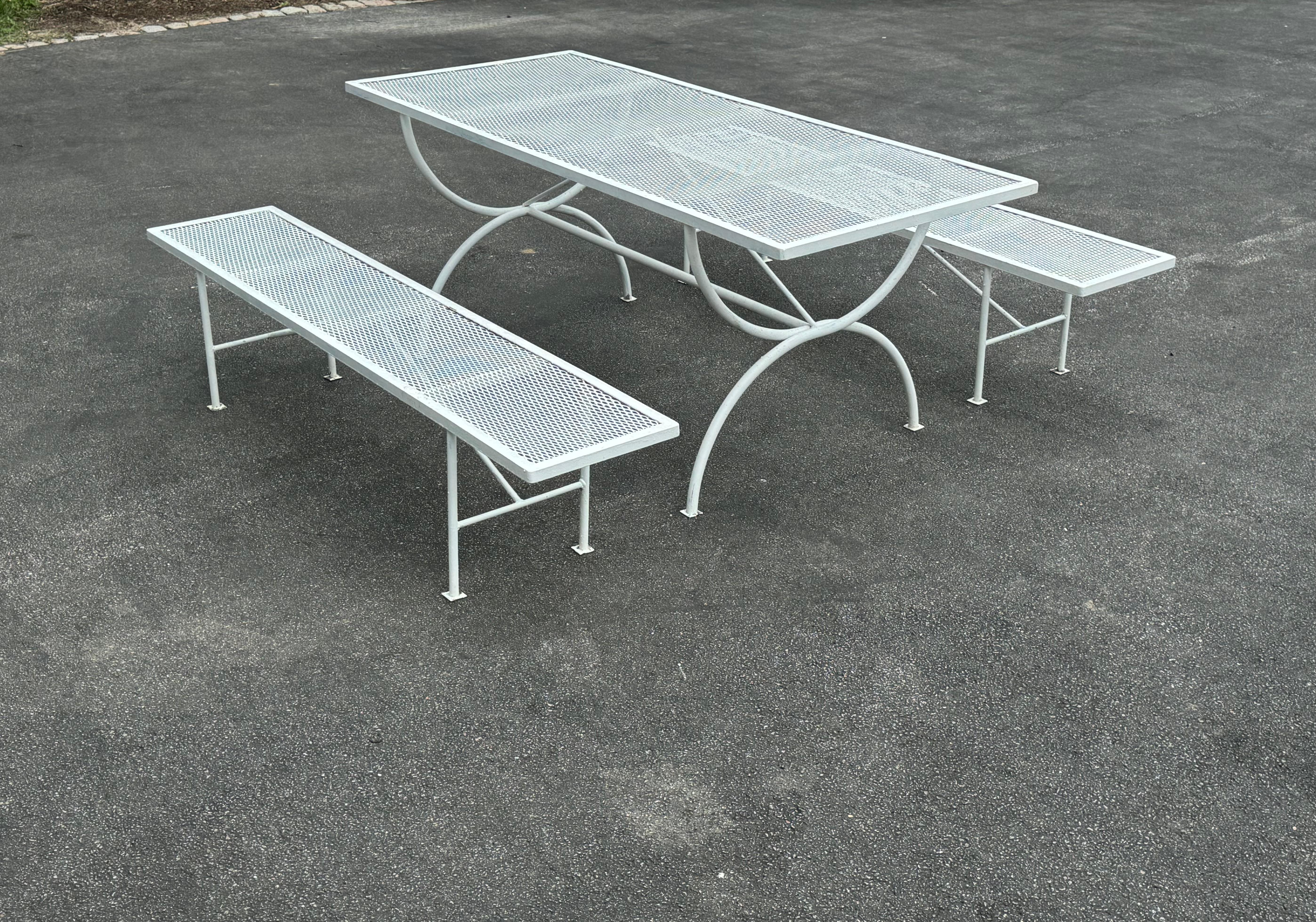 Mid-Century Modern Salterini Era White Picnic Bench Table or Patio Dining Set  For Sale 11