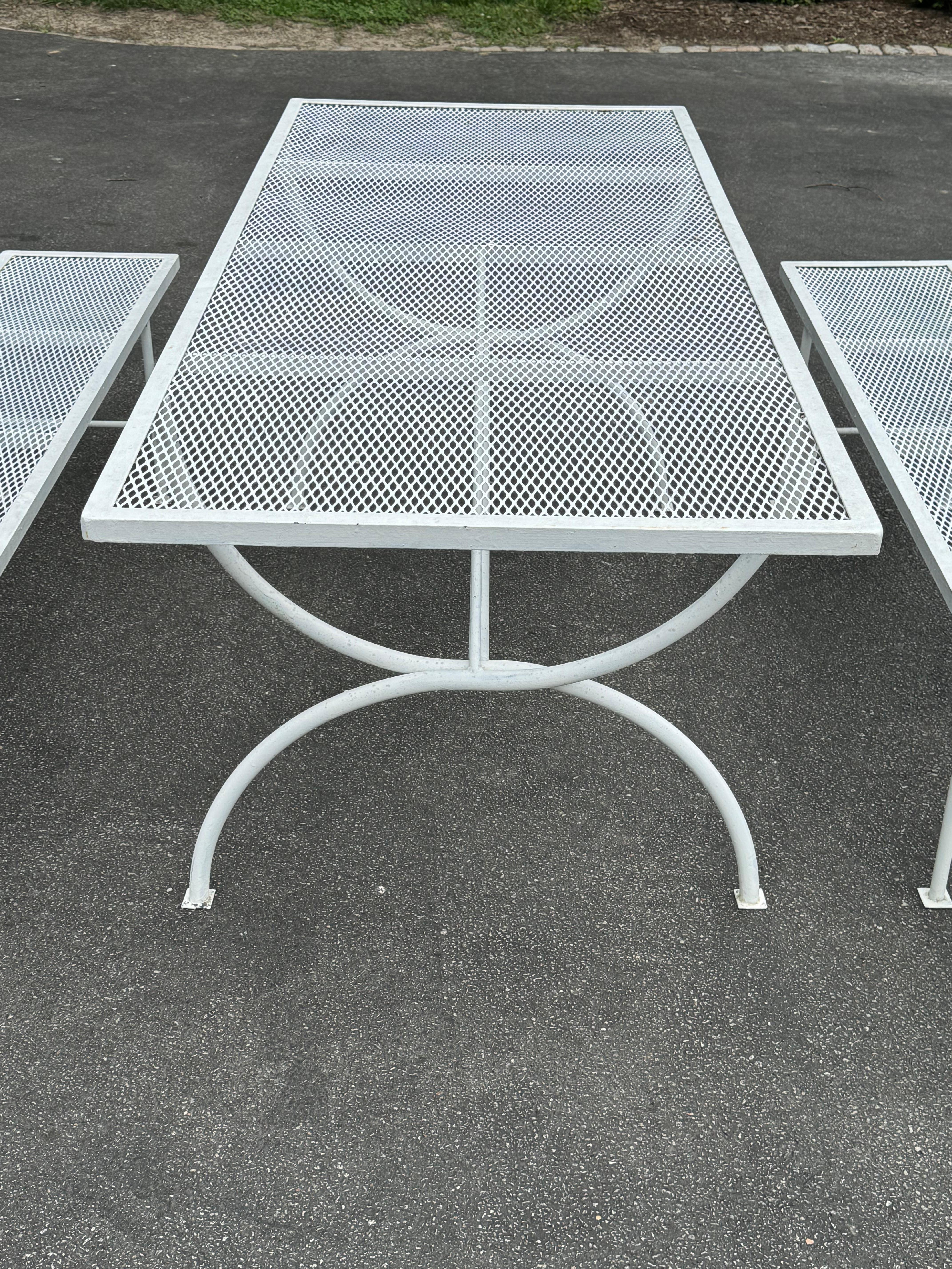 Américain The Moderns Modern Salterini Era White Picnic Bench Table or Patio Dining Set en vente