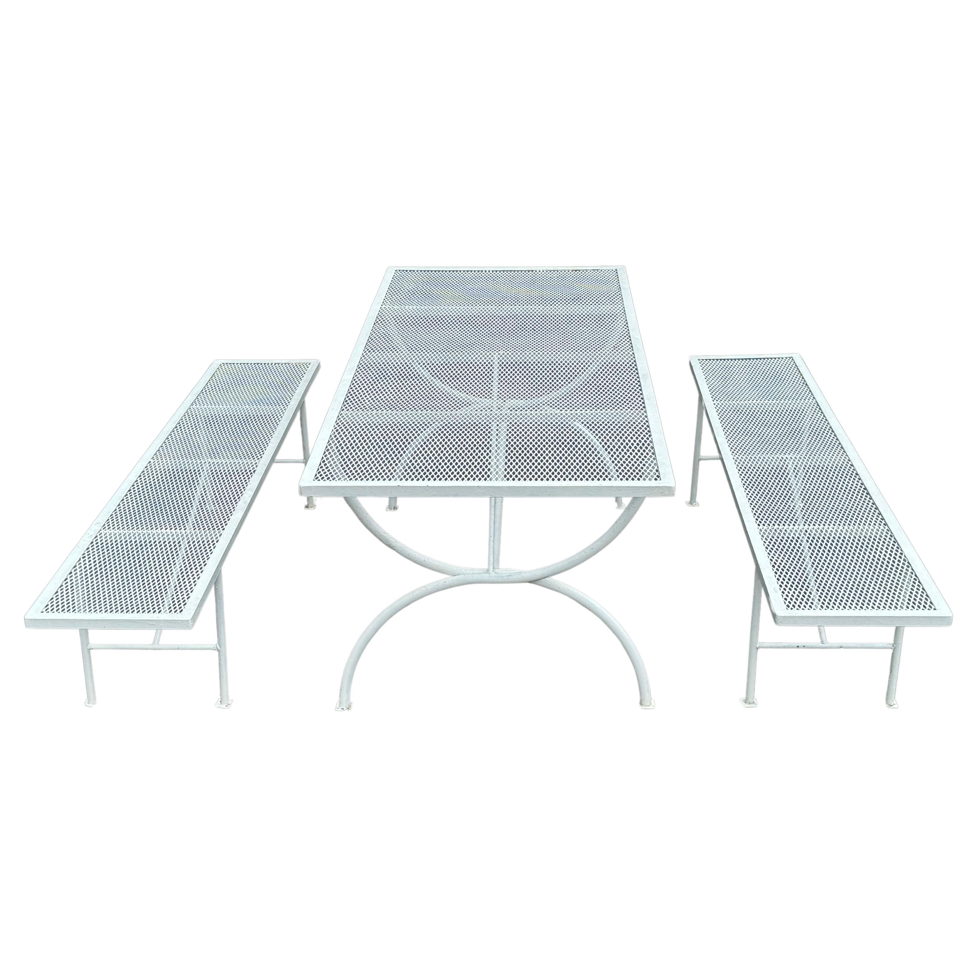 Mid-Century Modern Salterini Era White Picnic Bench Table or Patio Dining Set  For Sale