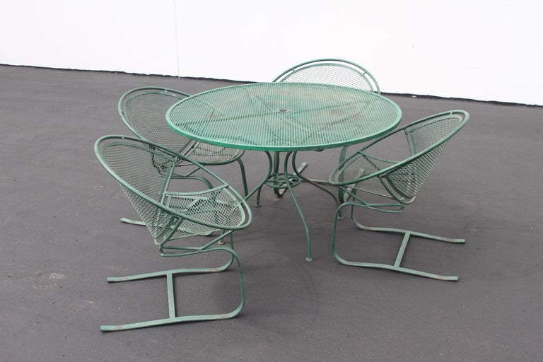 MidCentury Modern Salterini Patio Set Table with Four Radar Chairs at