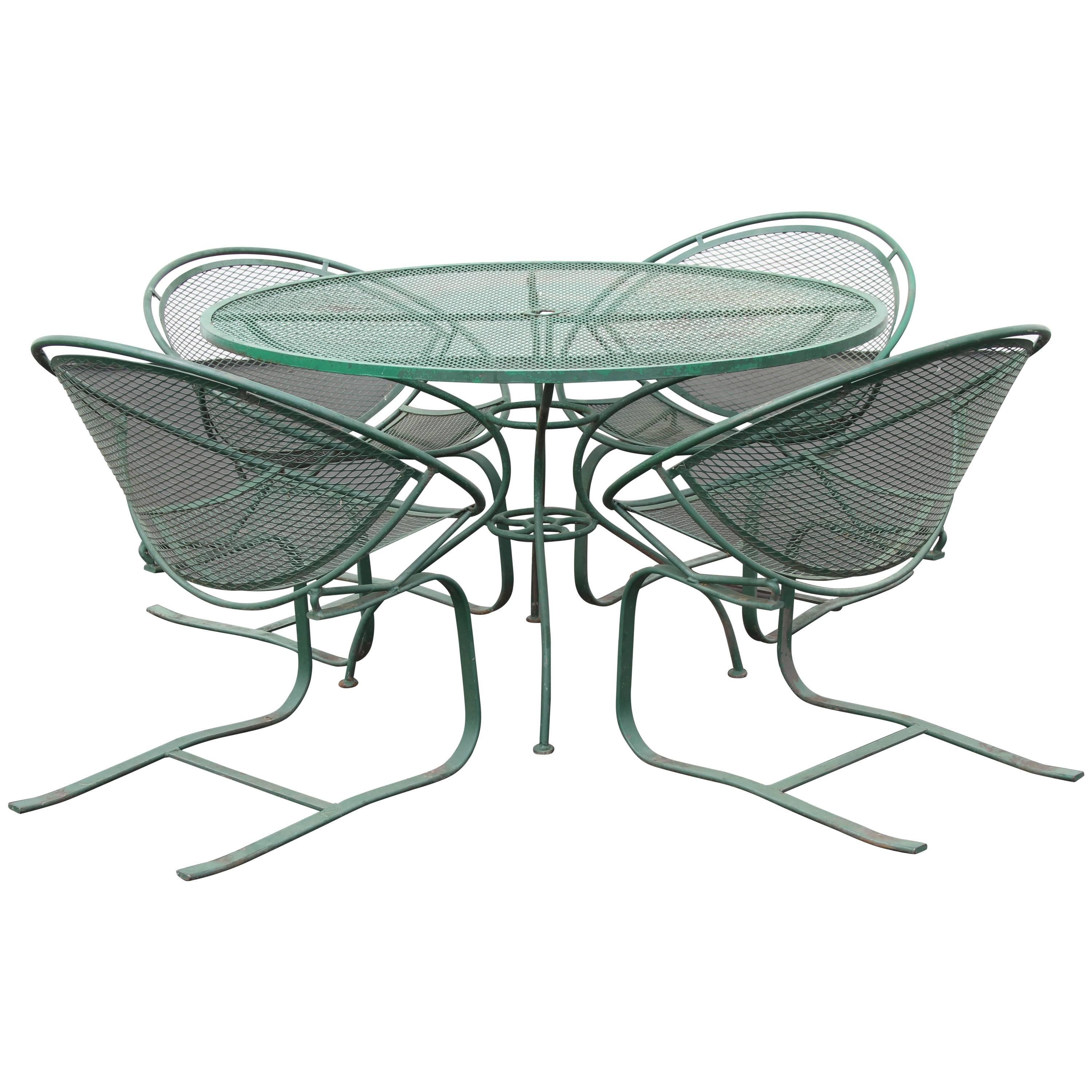 Mid-Century Modern Salterini Patio Set Table with Four Radar Chairs