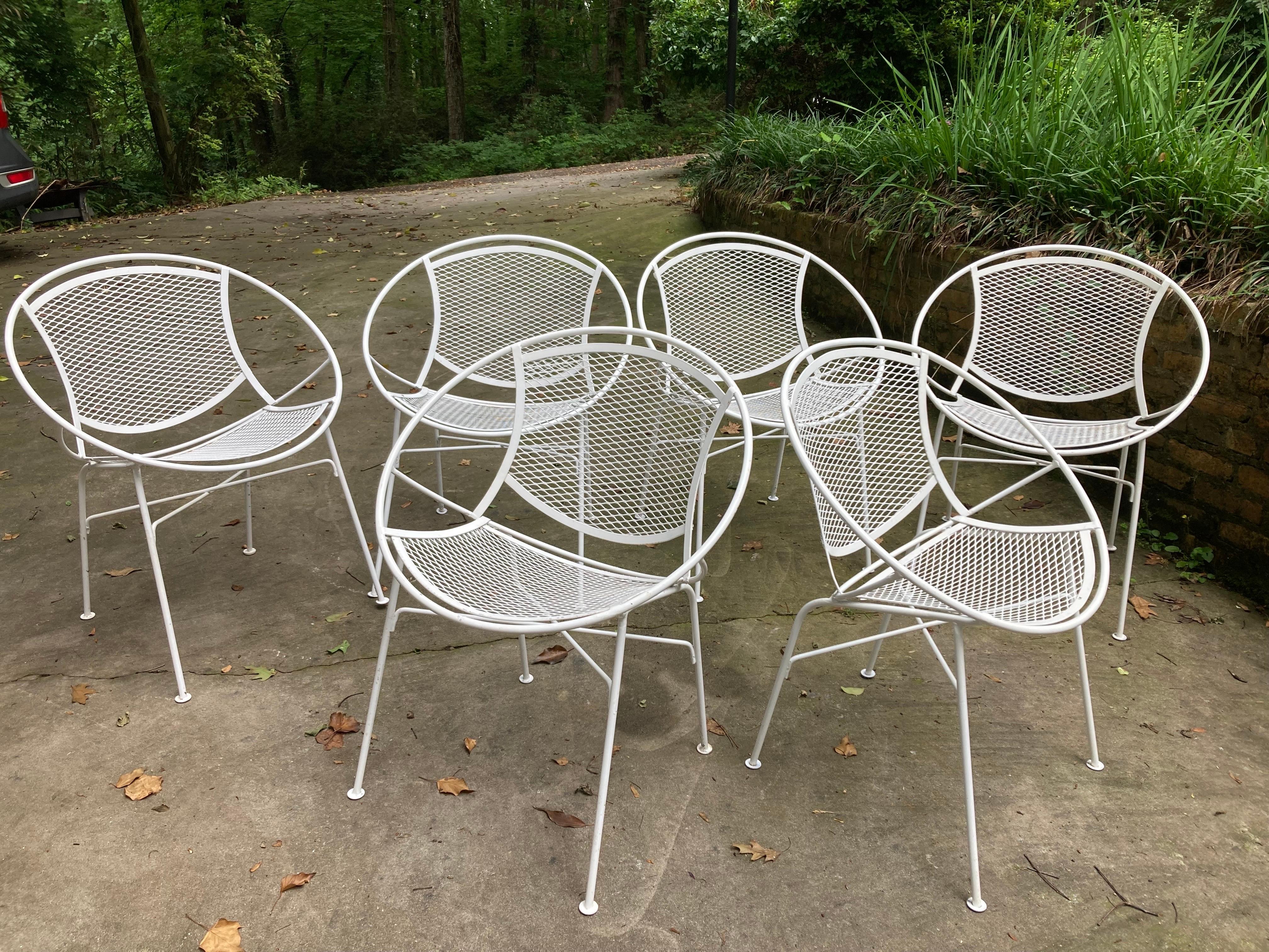 Mid-Century Modern mid century modern salterini radar chairs in white - set of 6 For Sale