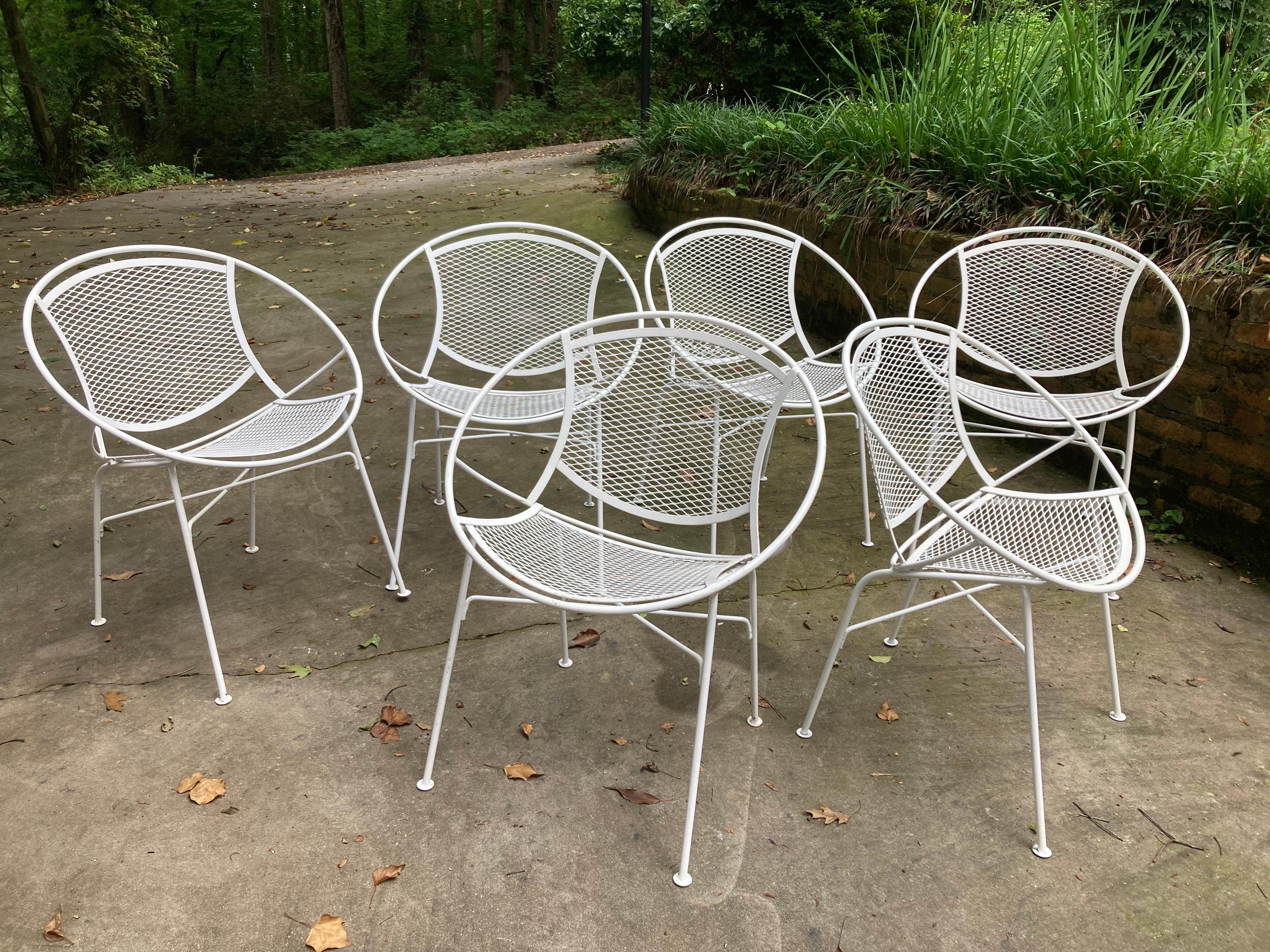 Mid-Century Modern mid century modern salterini radar chairs in white - set of 6 For Sale