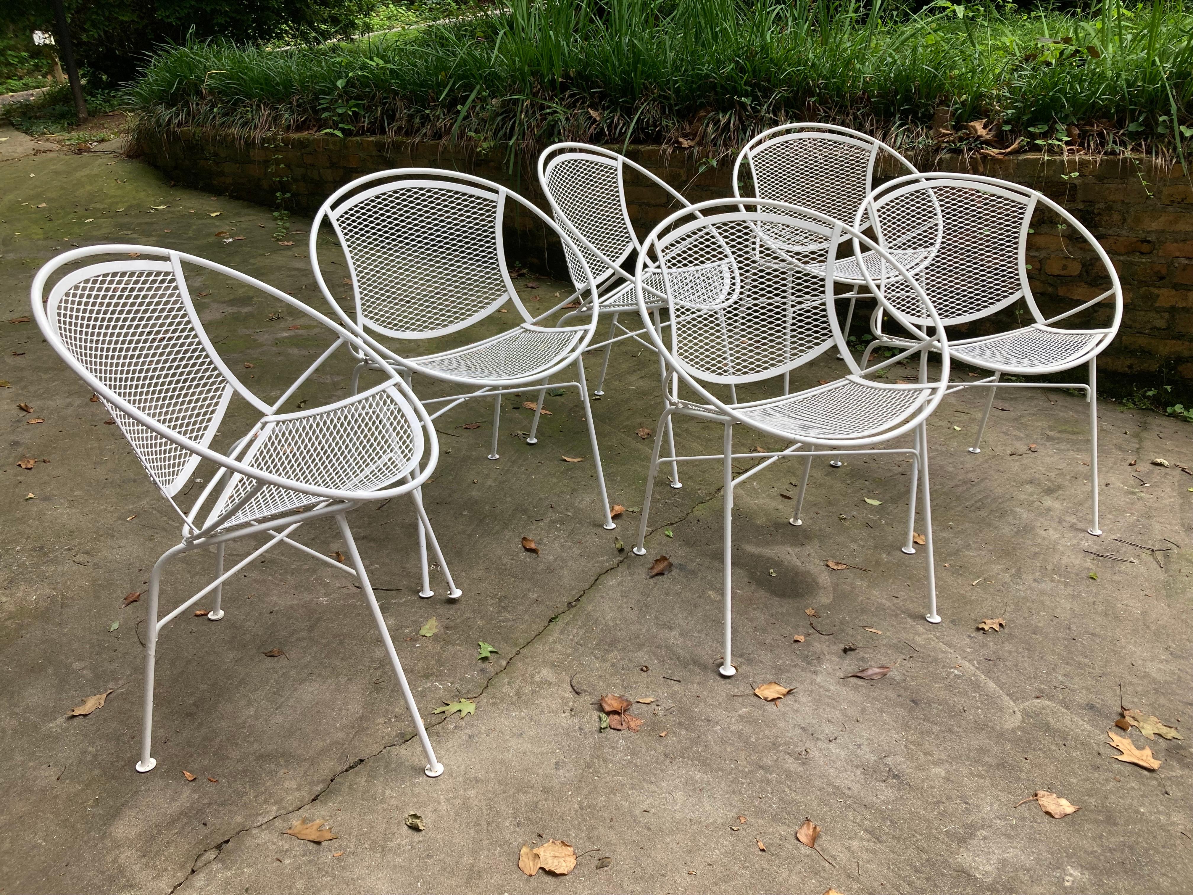 American mid century modern salterini radar chairs in white - set of 6 For Sale