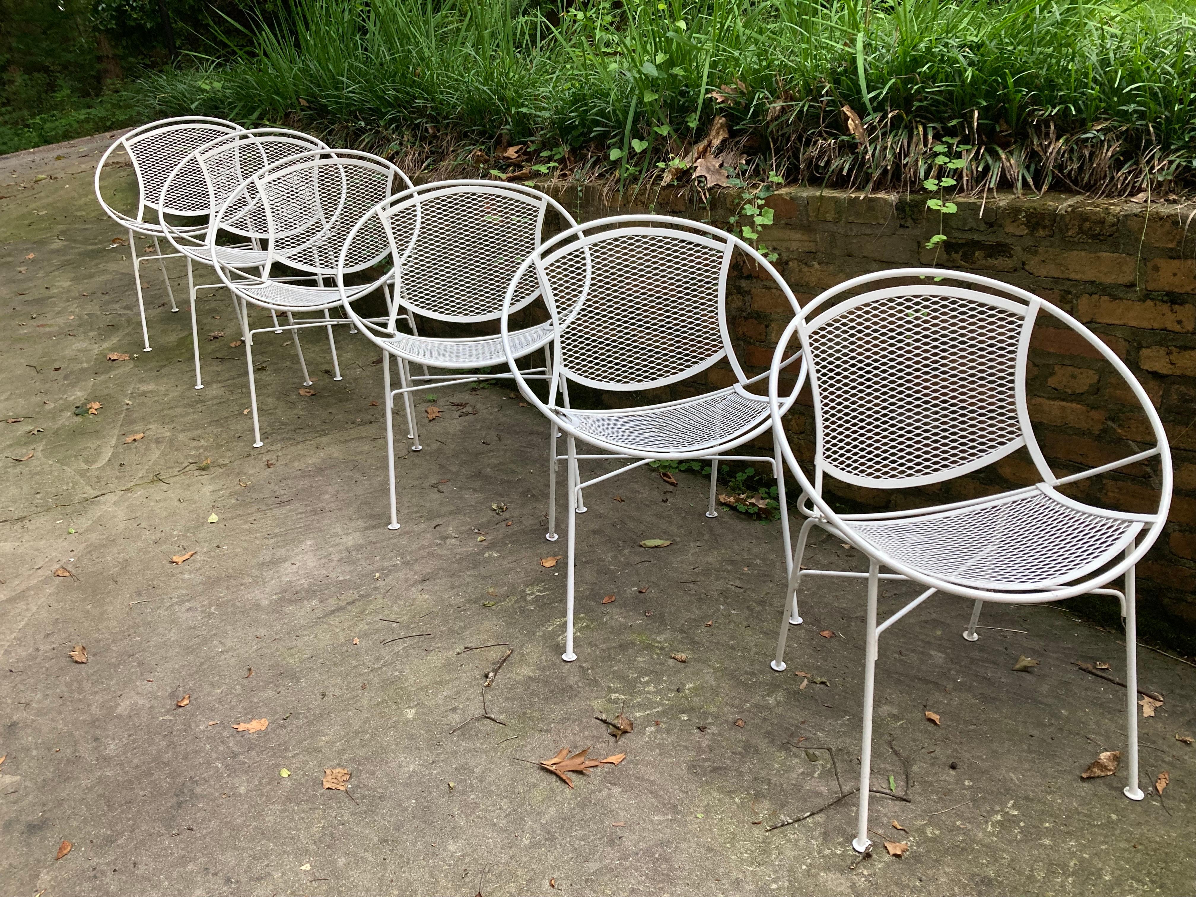 20th Century mid century modern salterini radar chairs in white - set of 6 For Sale