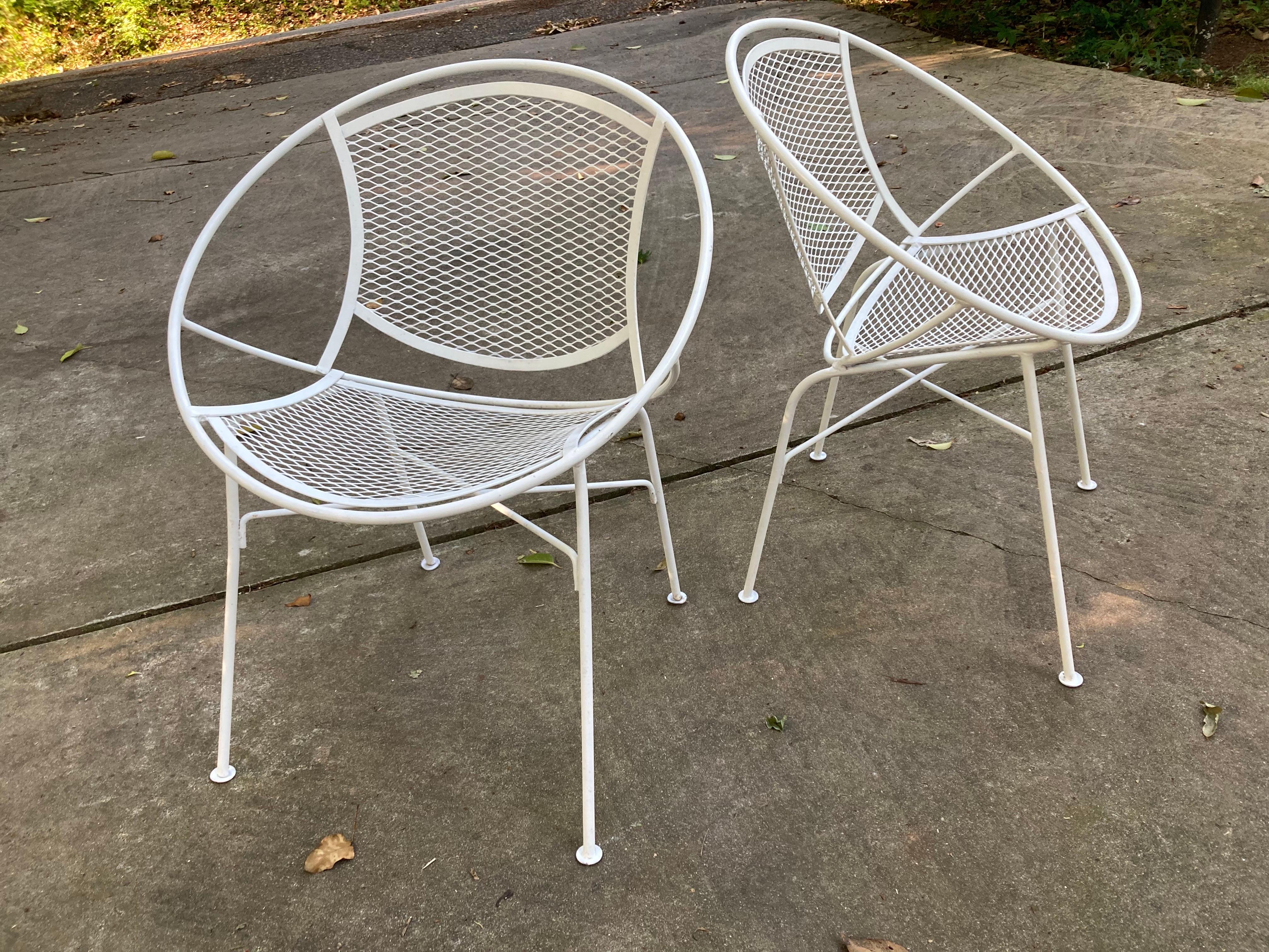 Metal mid century modern salterini radar chairs in white - set of 6 For Sale