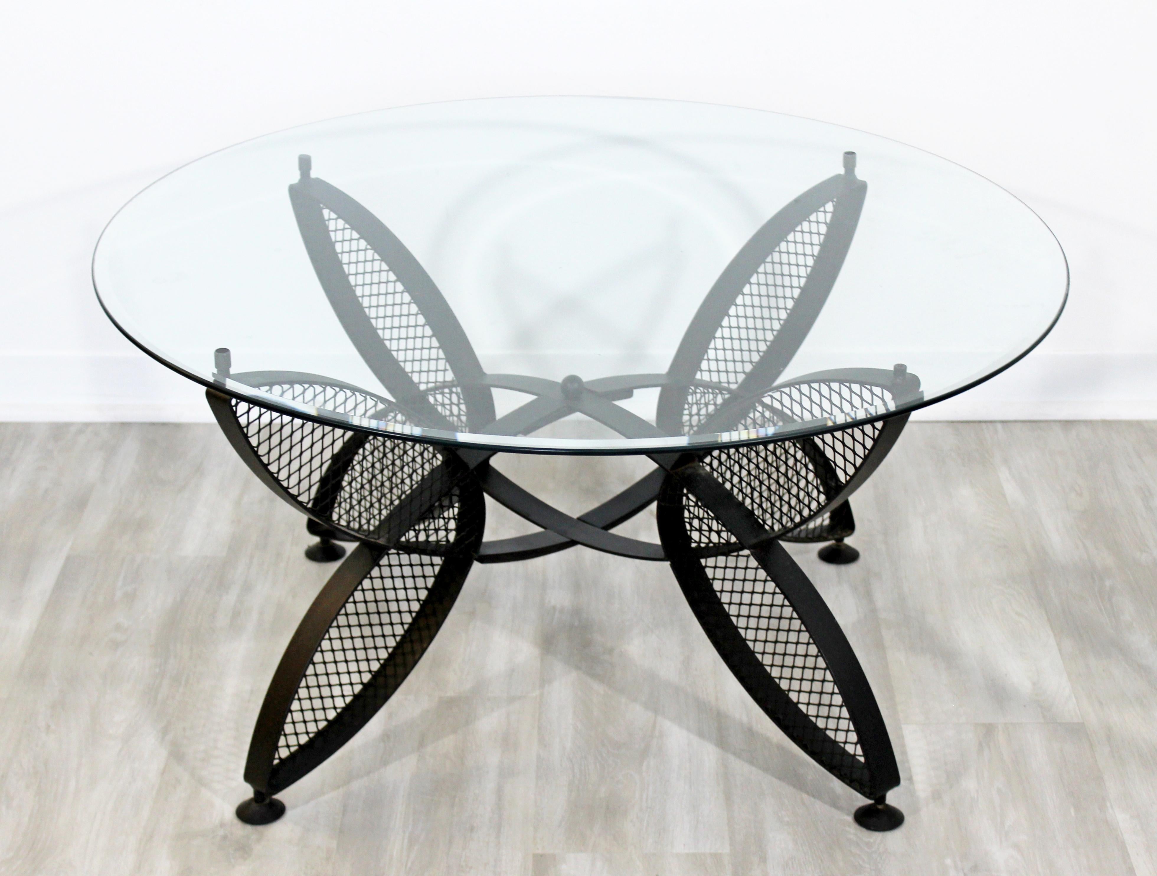 Glass Mid-Century Modern Salterini Set Butterfly Patio Tables Coffee Pair Side, 1960s