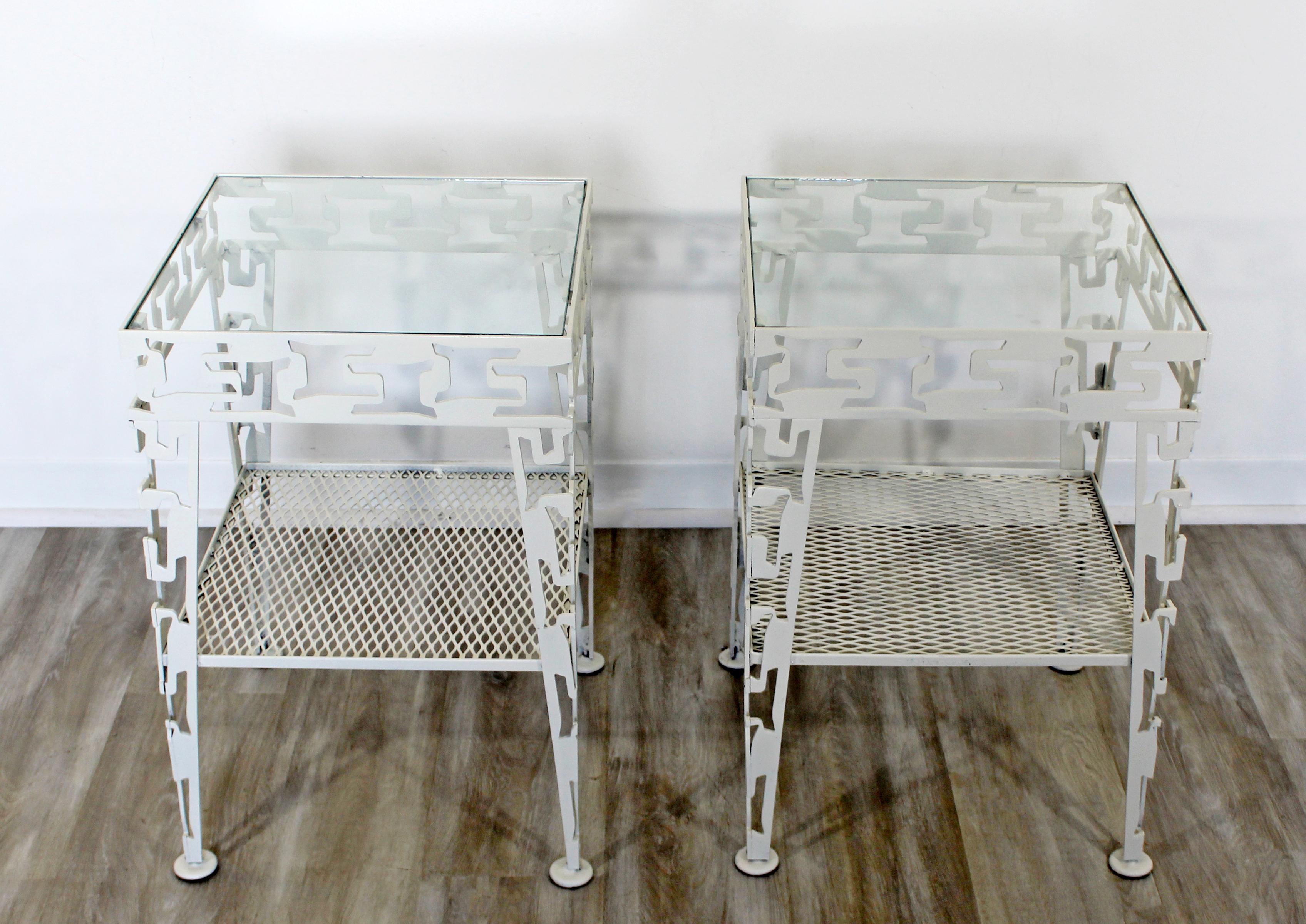 Mid-Century Modern Salterini Style White Set of Patio Tables Coffee Pair Side 5