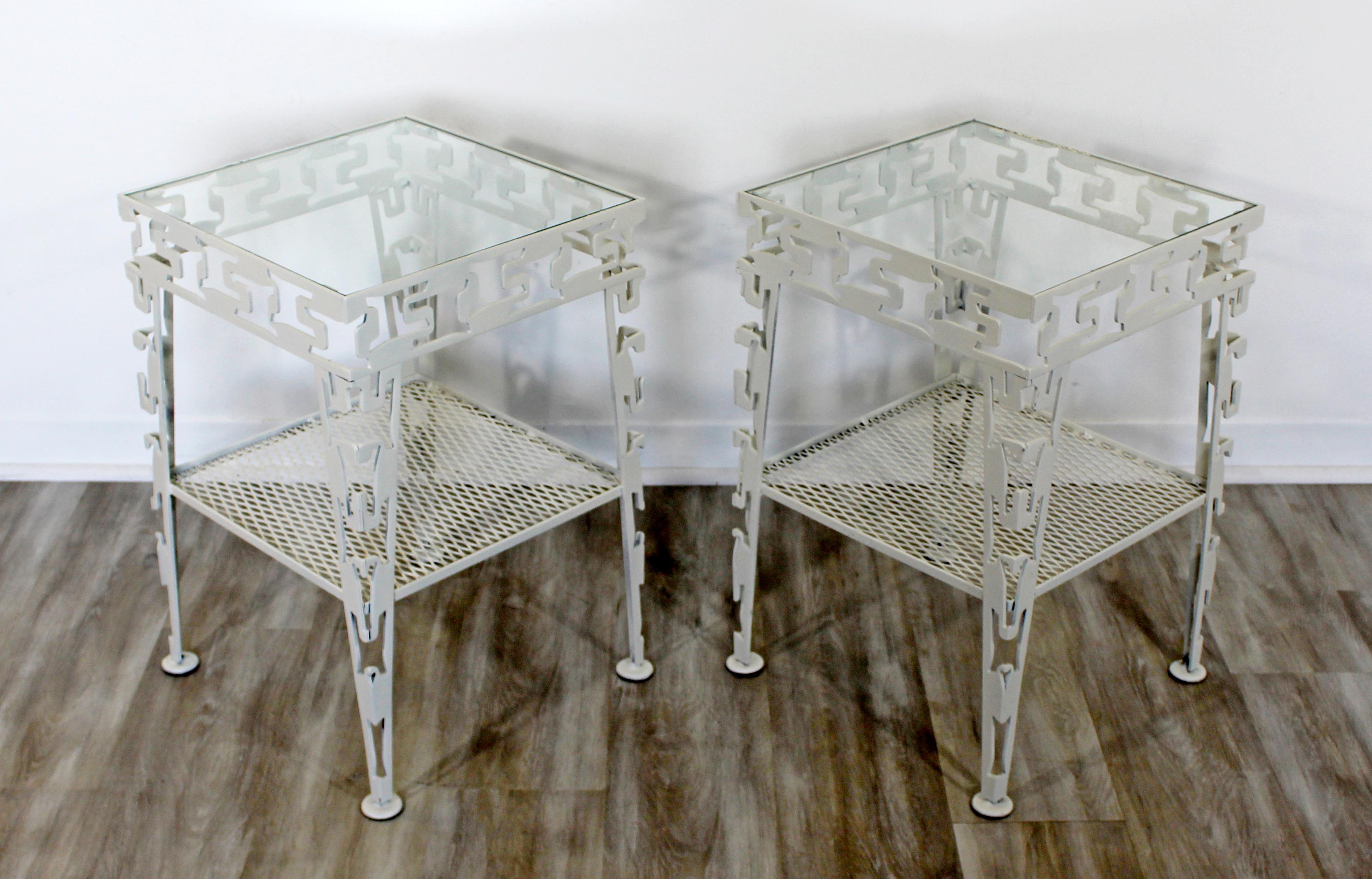 Mid-Century Modern Salterini Style White Set of Patio Tables Coffee Pair Side 6