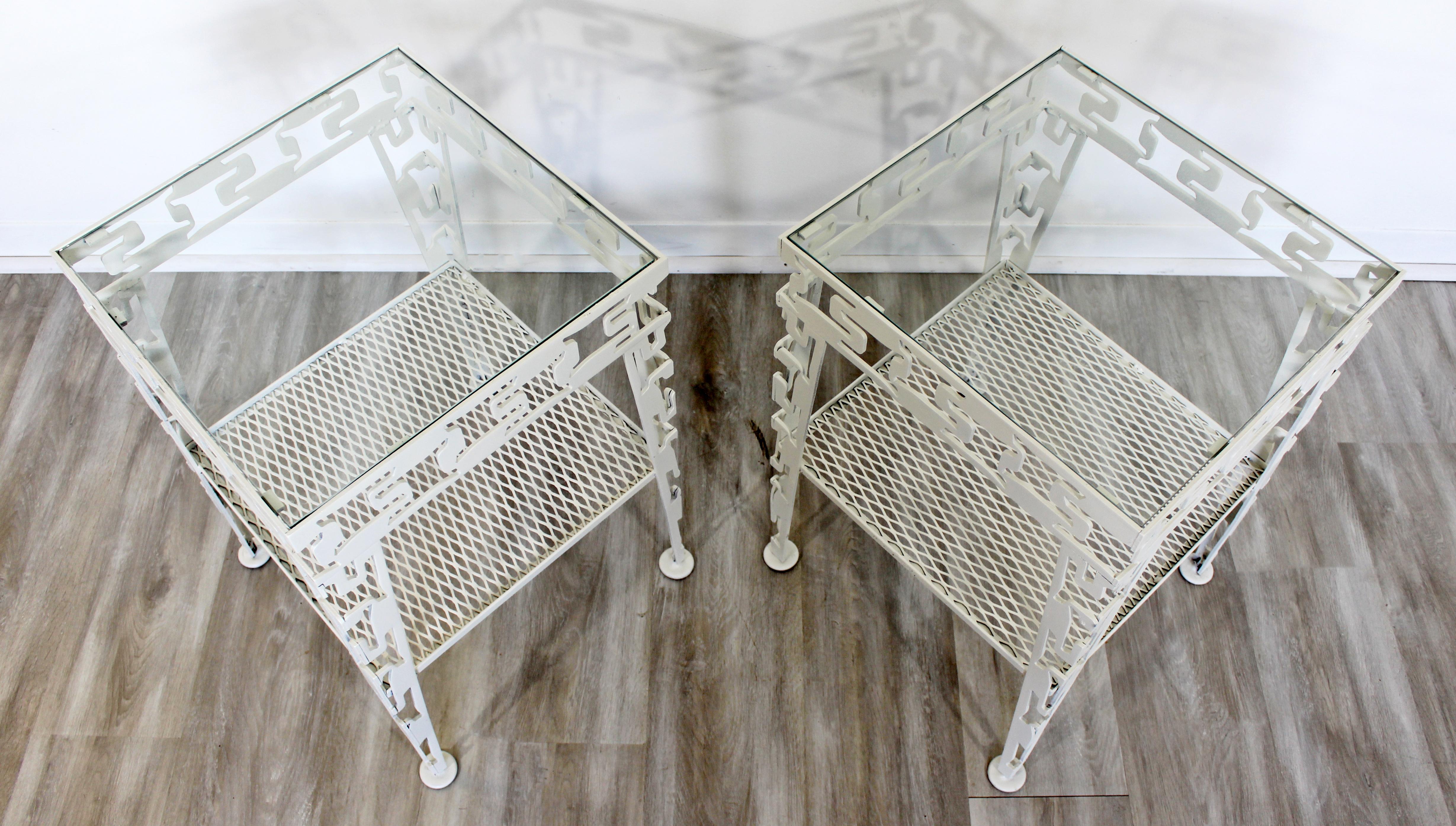 Mid-Century Modern Salterini Style White Set of Patio Tables Coffee Pair Side 7
