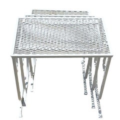 Mid-Century Modern Salterini Style Wrought Iron Mesh Nesting Tables, Set of 3