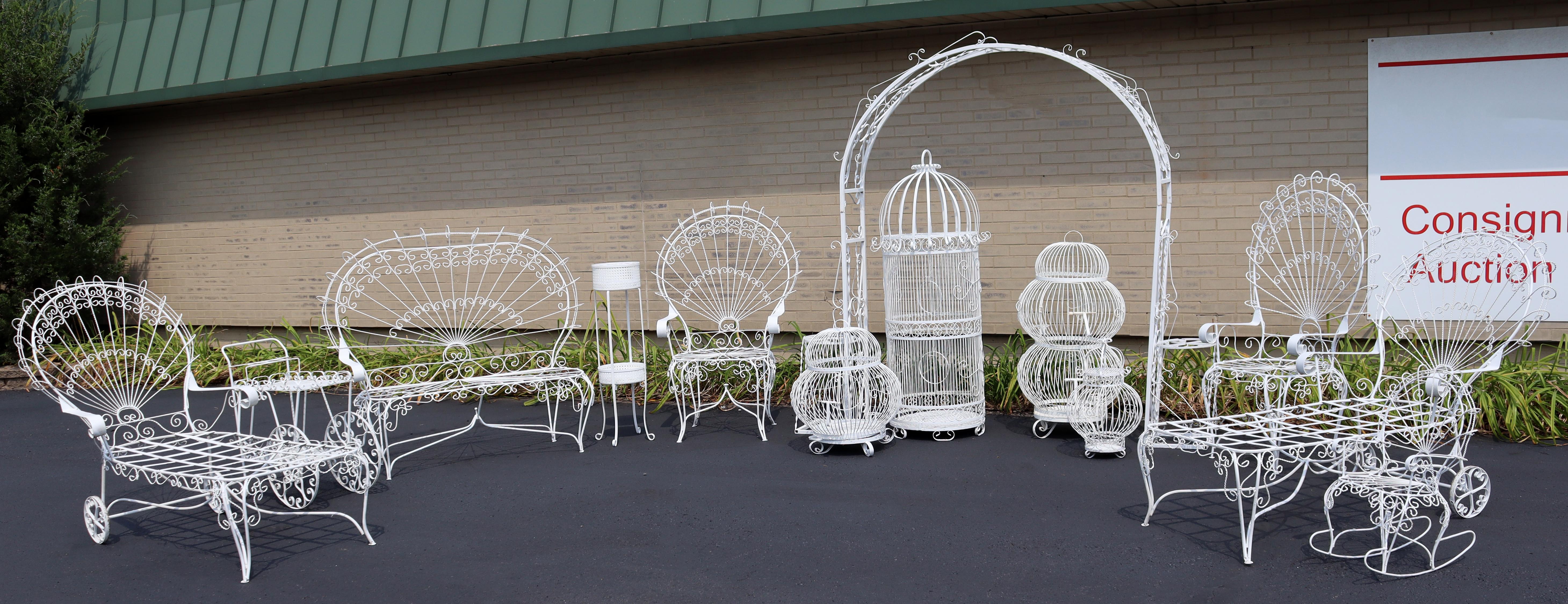 Mid-Century Modern Salterini Twisted Wrought Iron Patio Set Chairs & Trellis 50s 1