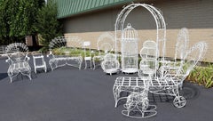 Mid-Century Modern Salterini Twisted Wrought Iron Patio Set Chaises Trellis 50s