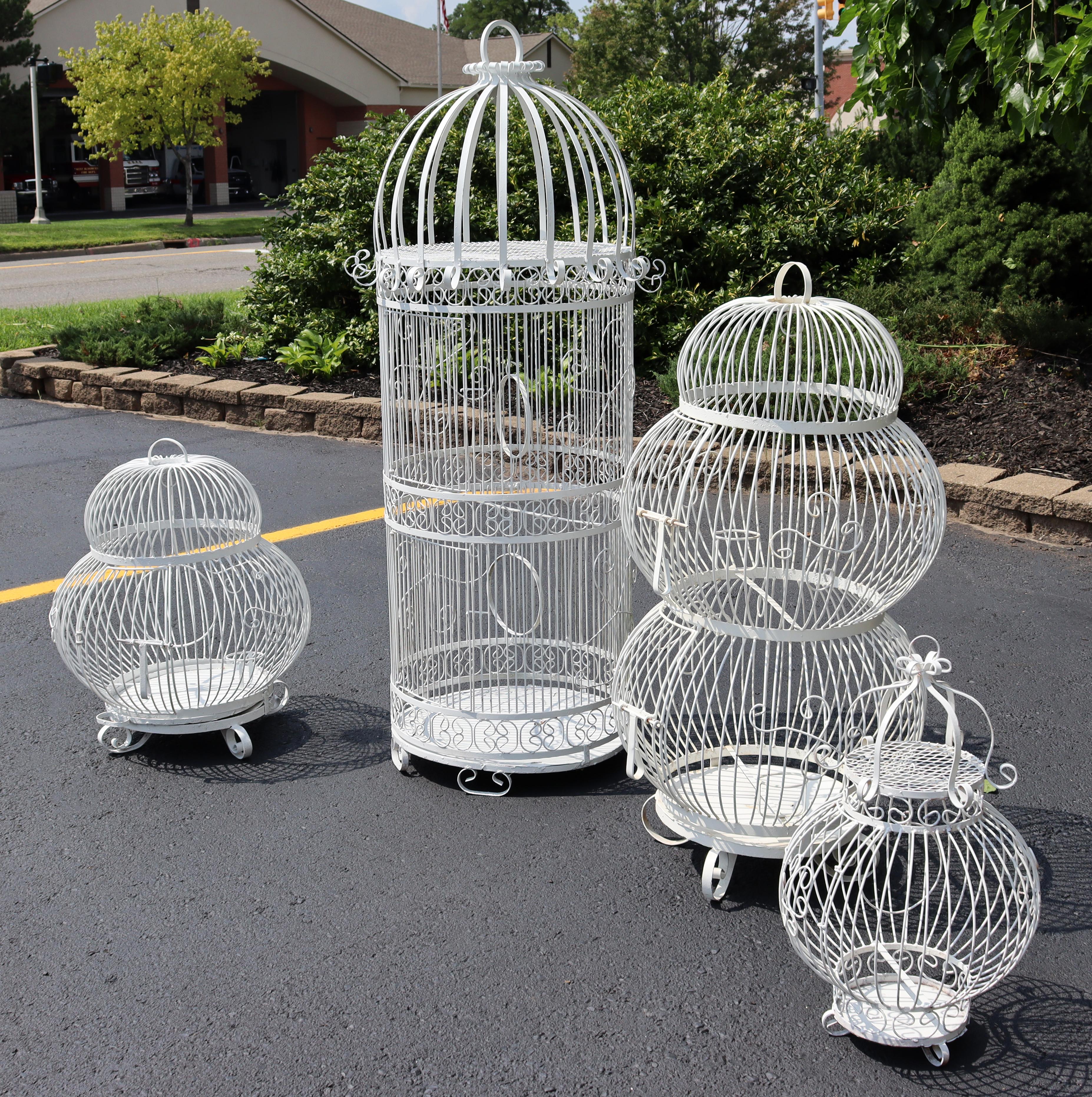 Mid-Century Modern Salterini Twisted Wrought Iron Patio Set of 4 Birdcages 1950s In Good Condition In Keego Harbor, MI