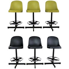 Mid-Century Modern Samsonite Bar or Counter Stools 2 Sets NOS 3 Black or 3 Green