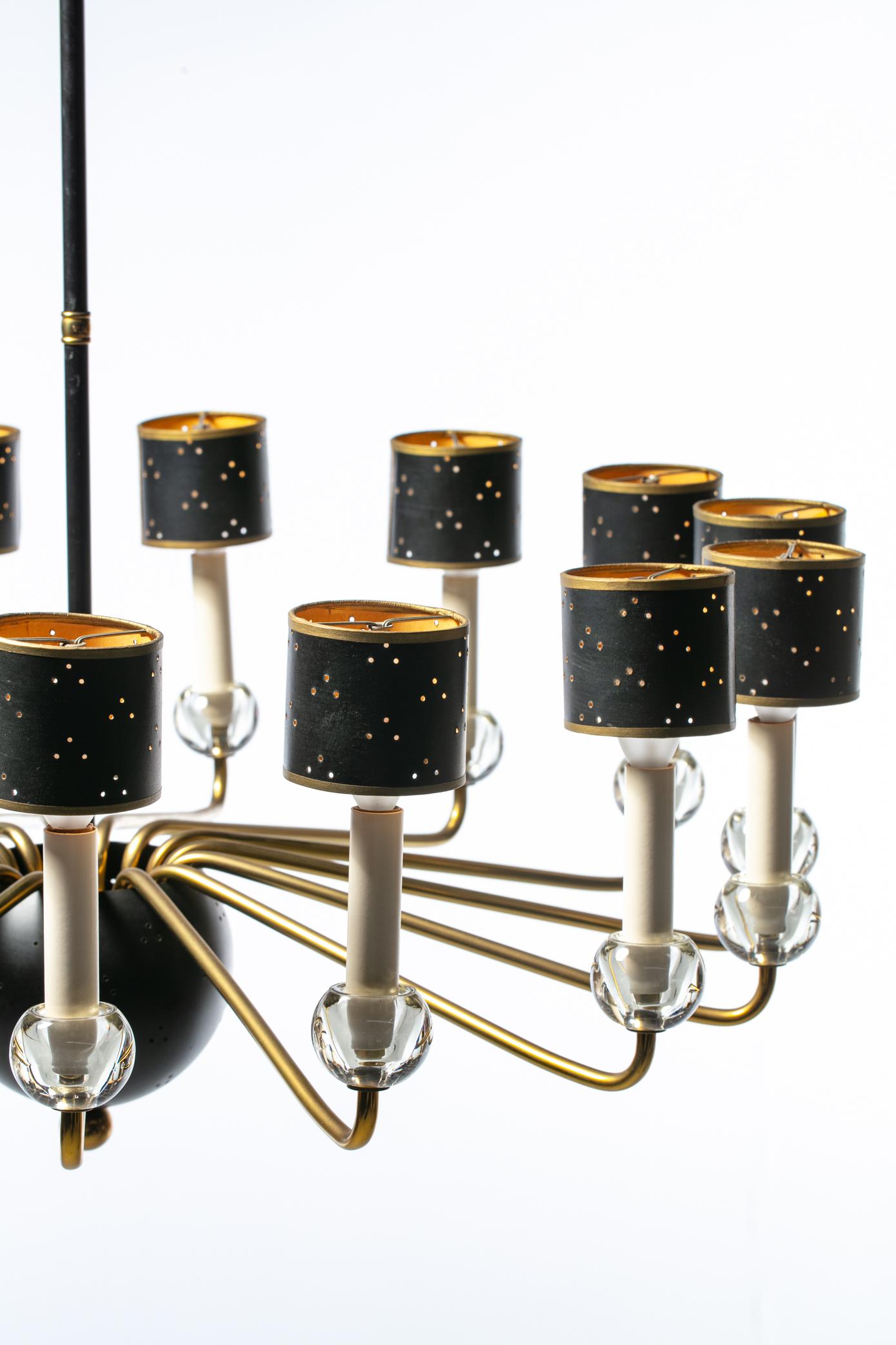 Lampadario in ottone a 15 bracci in stile Samuel Marx Samuel, metà del secolo scorso in vendita 7
