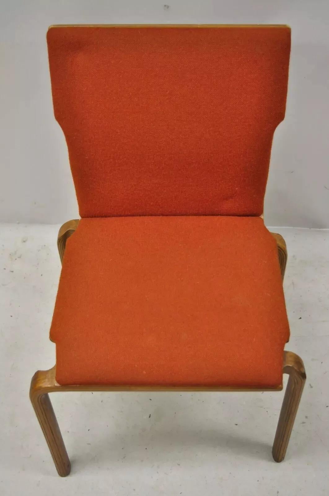 Mid Century Modern Sanders Bentwood Orange Stacking Dining Side Chair For Sale 6