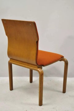 Mid Century Modern Sanders Bentwood Orange Stacking Dining Side Chair