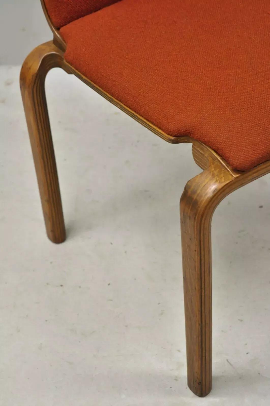 Mid-Century Modern Mid Century Modern Sanders Bentwood Orange Stacking Dining Side Chair For Sale