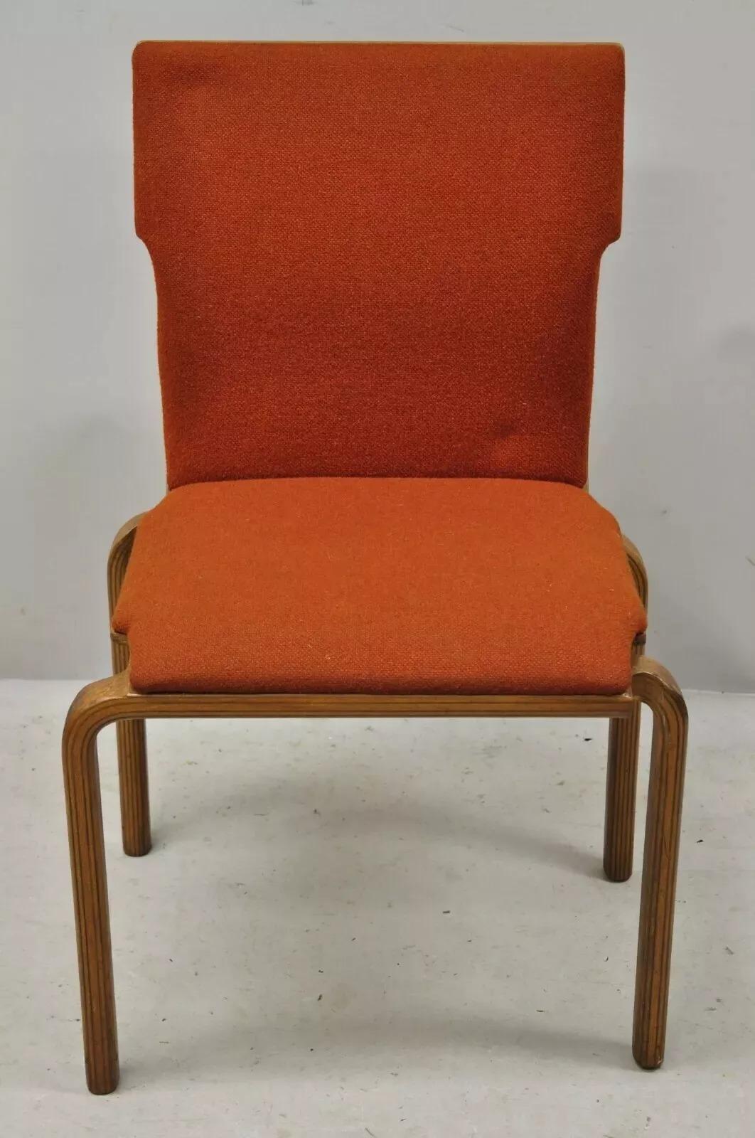 Unknown Mid Century Modern Sanders Bentwood Orange Stacking Dining Side Chair For Sale