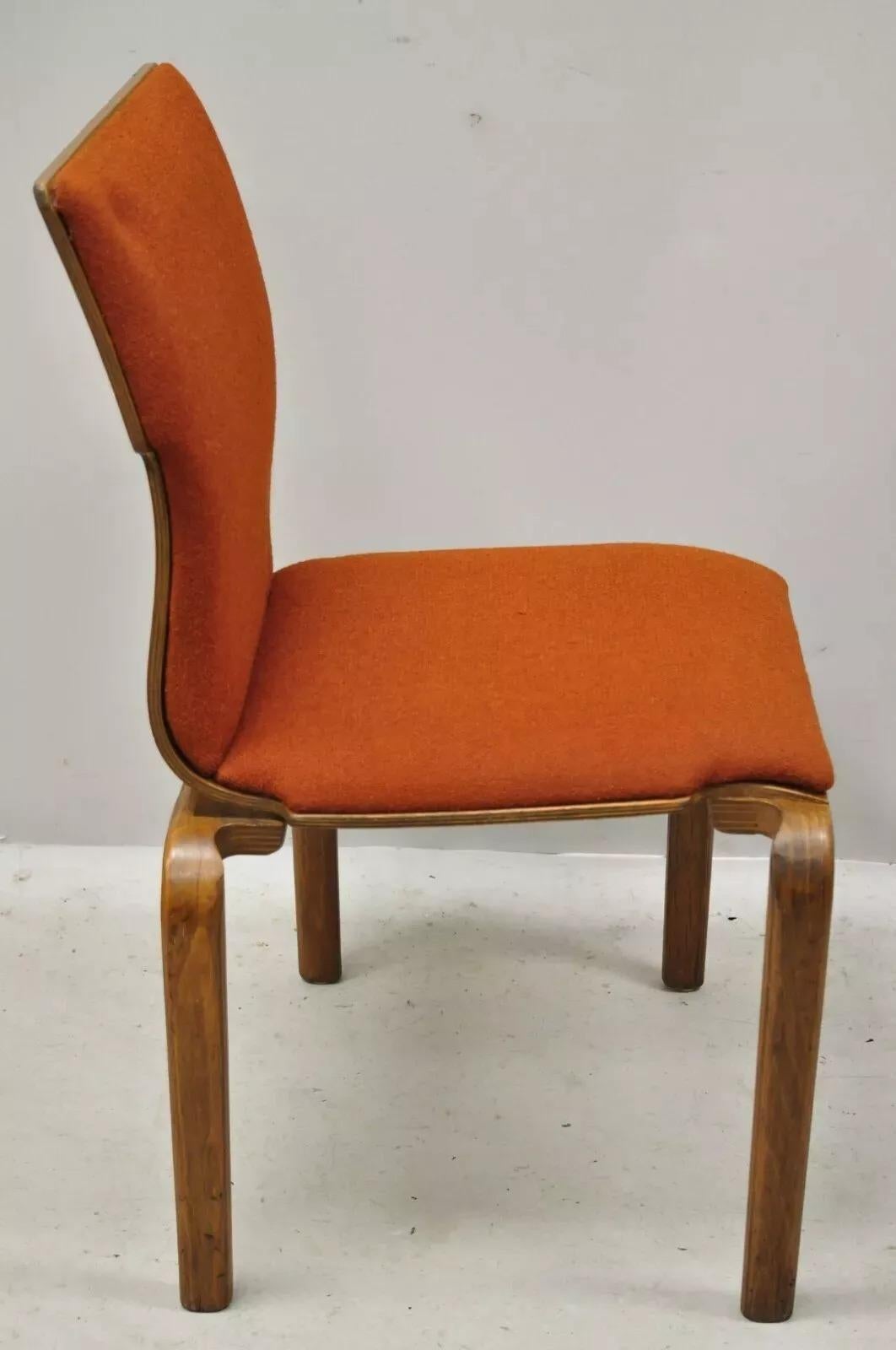 Mid Century Modern Sanders Bentwood Orange Stacking Dining Side Chair For Sale 1