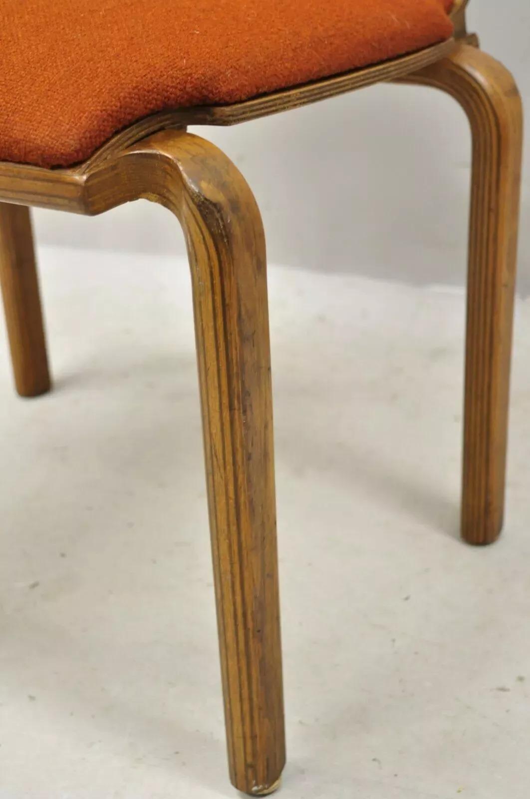 Mid Century Modern Sanders Bentwood Orange Stacking Dining Side Chair For Sale 2