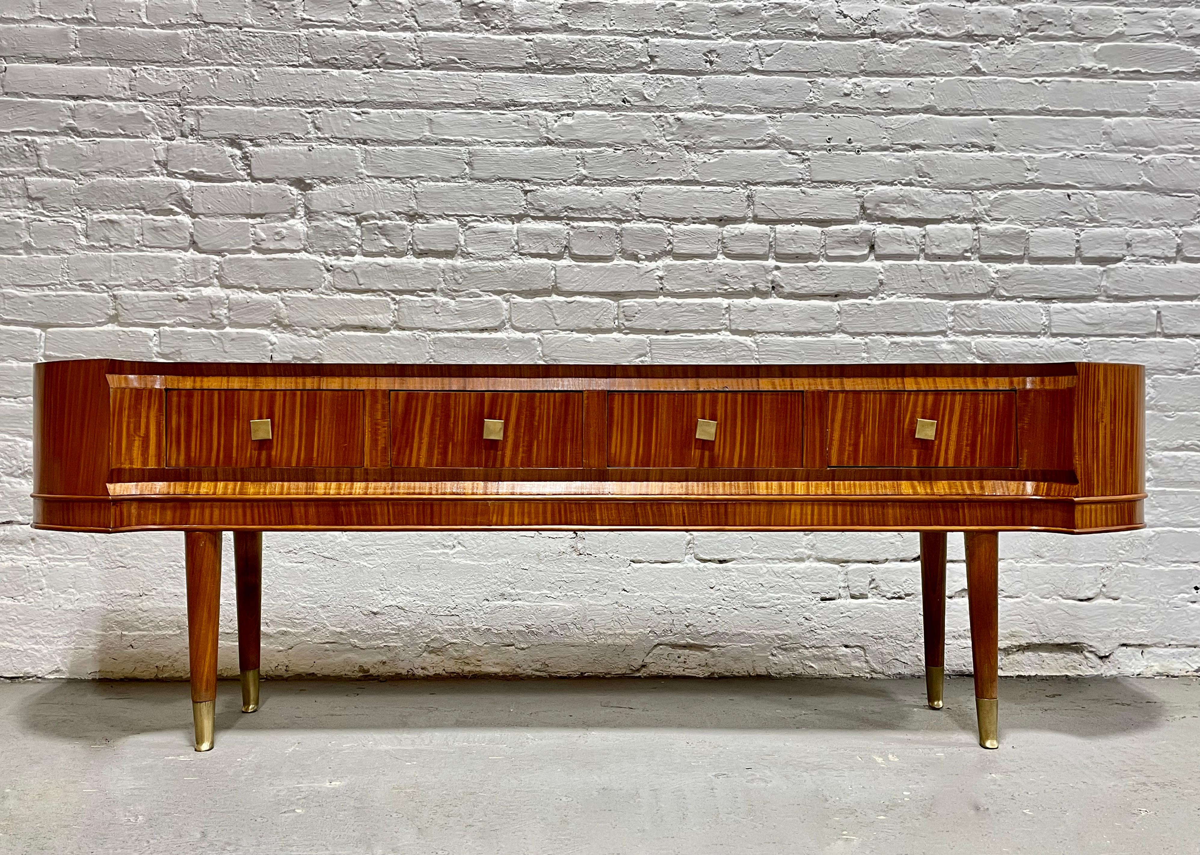 Mid Century MODERN Sapele Wood French CONSOLE, circa 1950s In Good Condition For Sale In Weehawken, NJ