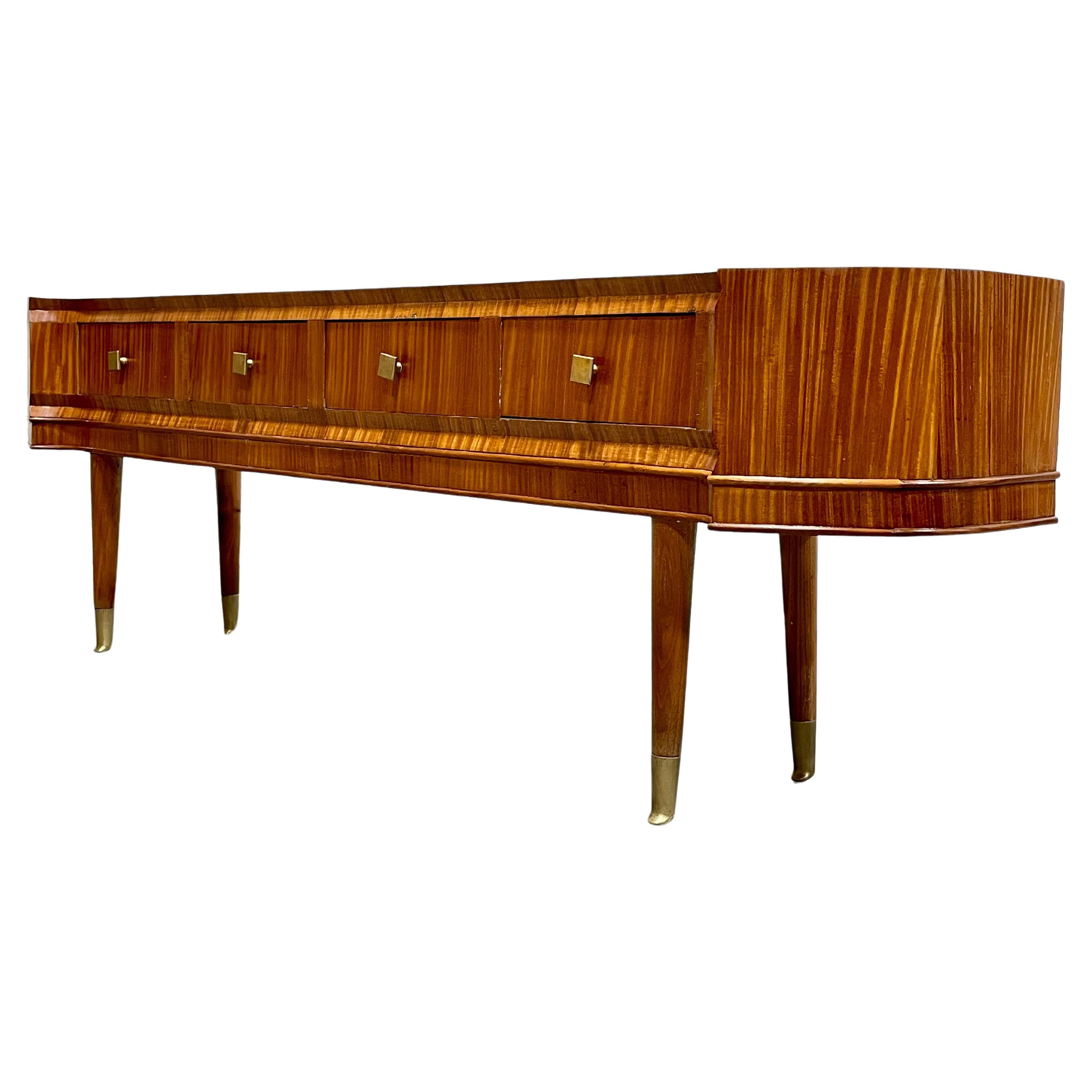 Mid Century MODERN Sapele Wood French CONSOLE, circa 1950s For Sale