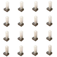 Antonio Lupi Midcentury Satinated Glass and Chrome Italian Wall Sconces, 1970s