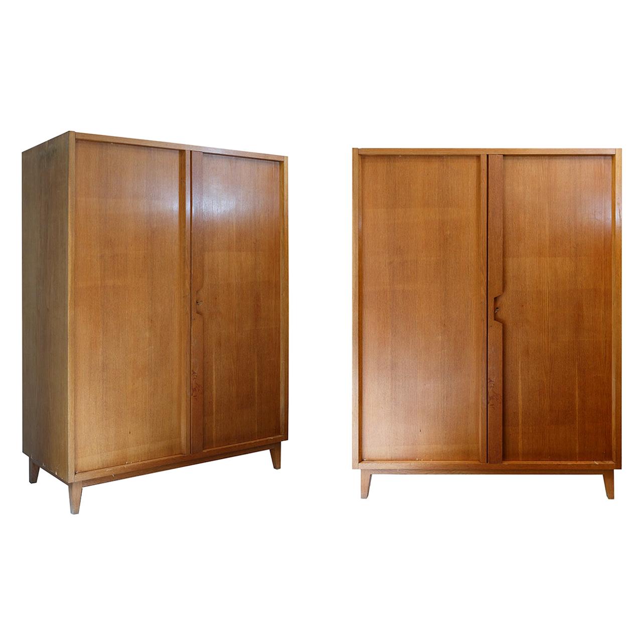 Mid-Century Modern Satinwood Wardrobe with Shelves and Draws Style Gio Ponti