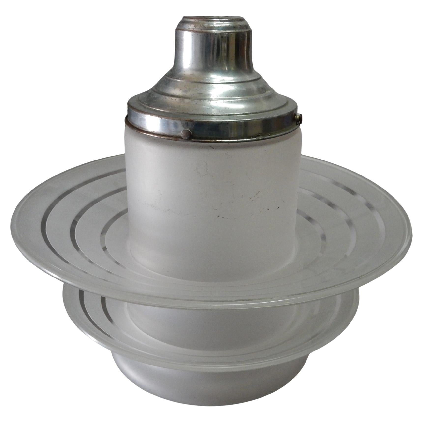 Mid-Century Modern Art Deco UFO Saturn Ring Pendant Lamp Chandelier 1950's For Sale