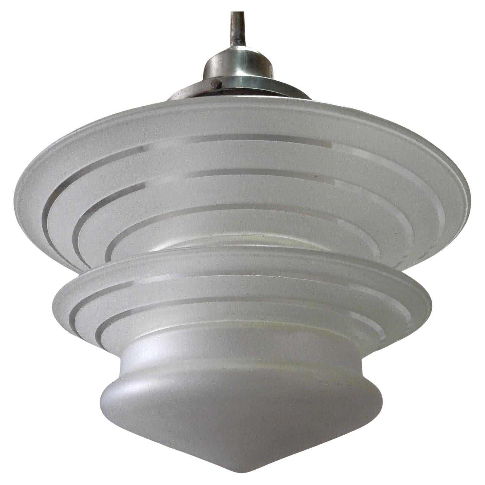Art Deco UFO Saturn Ring Pendant Lamp Chandelier 1950's For Sale 2